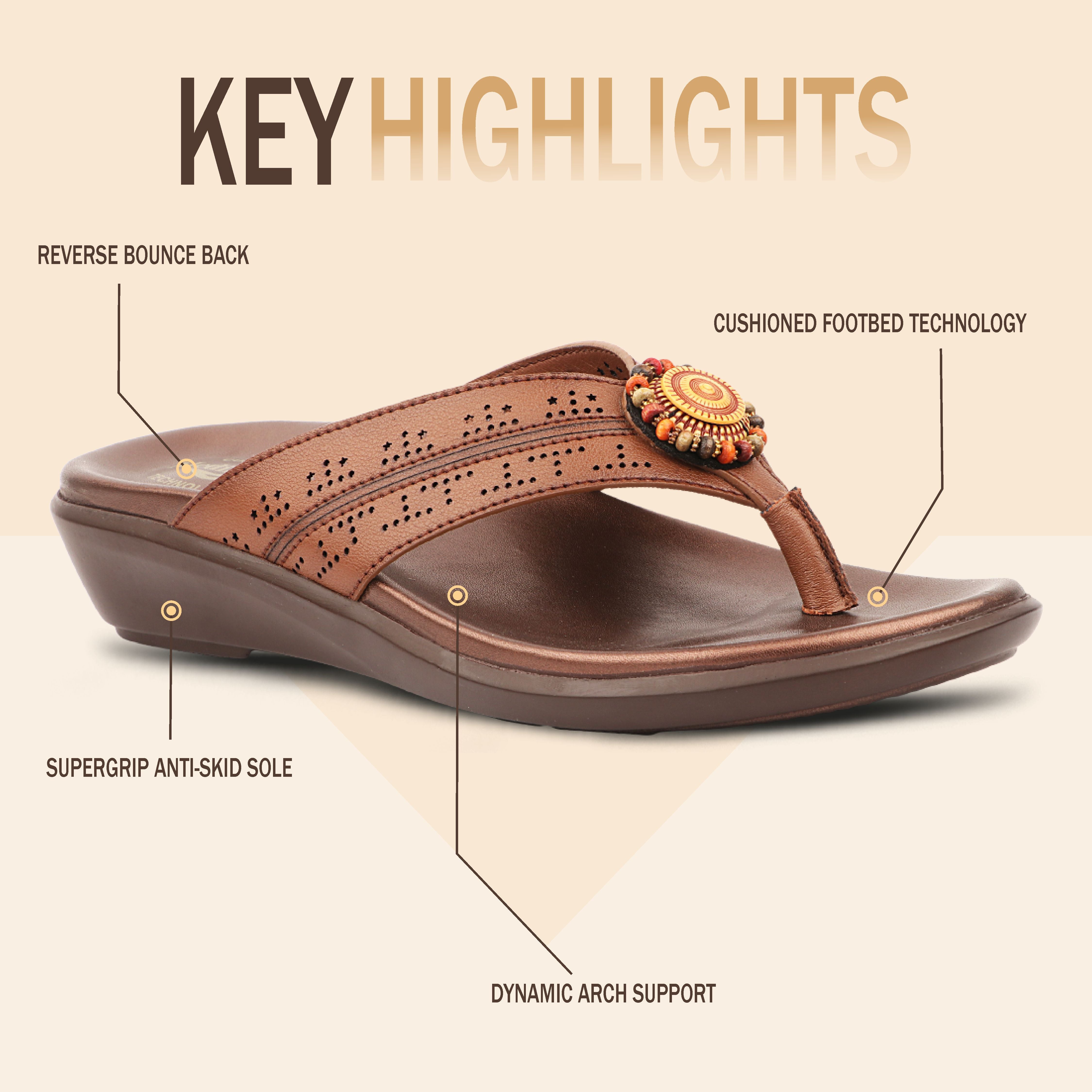 Medifeet Premium Laser Cut Strap with Elegant Embellishment Design Slippers For Women's - Everyday Comfort