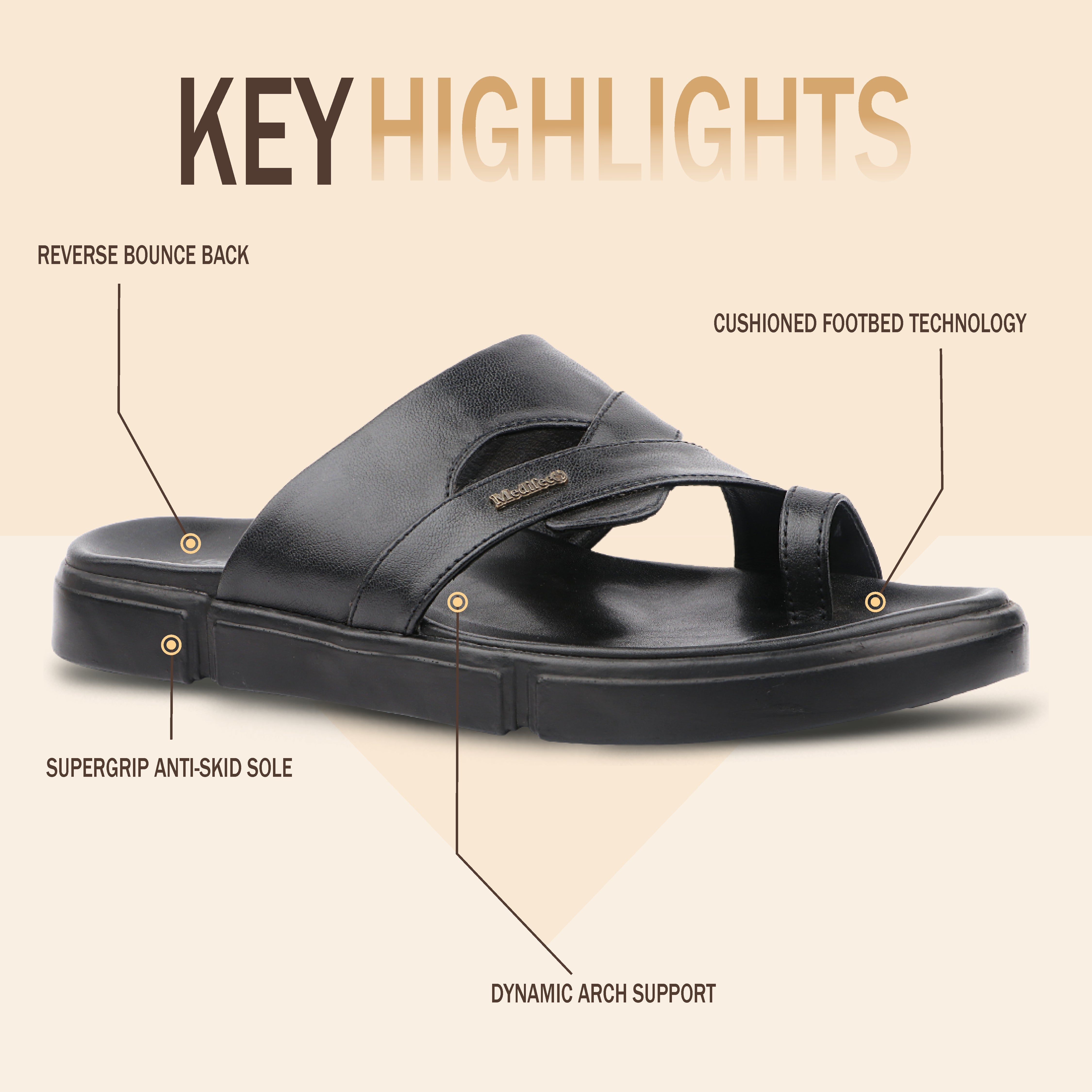 Medifeet Men’s Orthopedic Cross Strap Comfort Slides | Advanced Arch Support | Ultra Cushion Footbed | BASF German Technology Sole | Anti-Skid