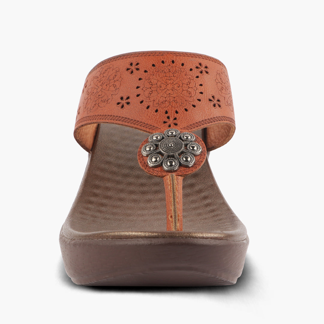 Medifeet Heel Sandals With Embellished Strap For Women's (Arch Support & Comfortable & Cushion Footbed Sandals)