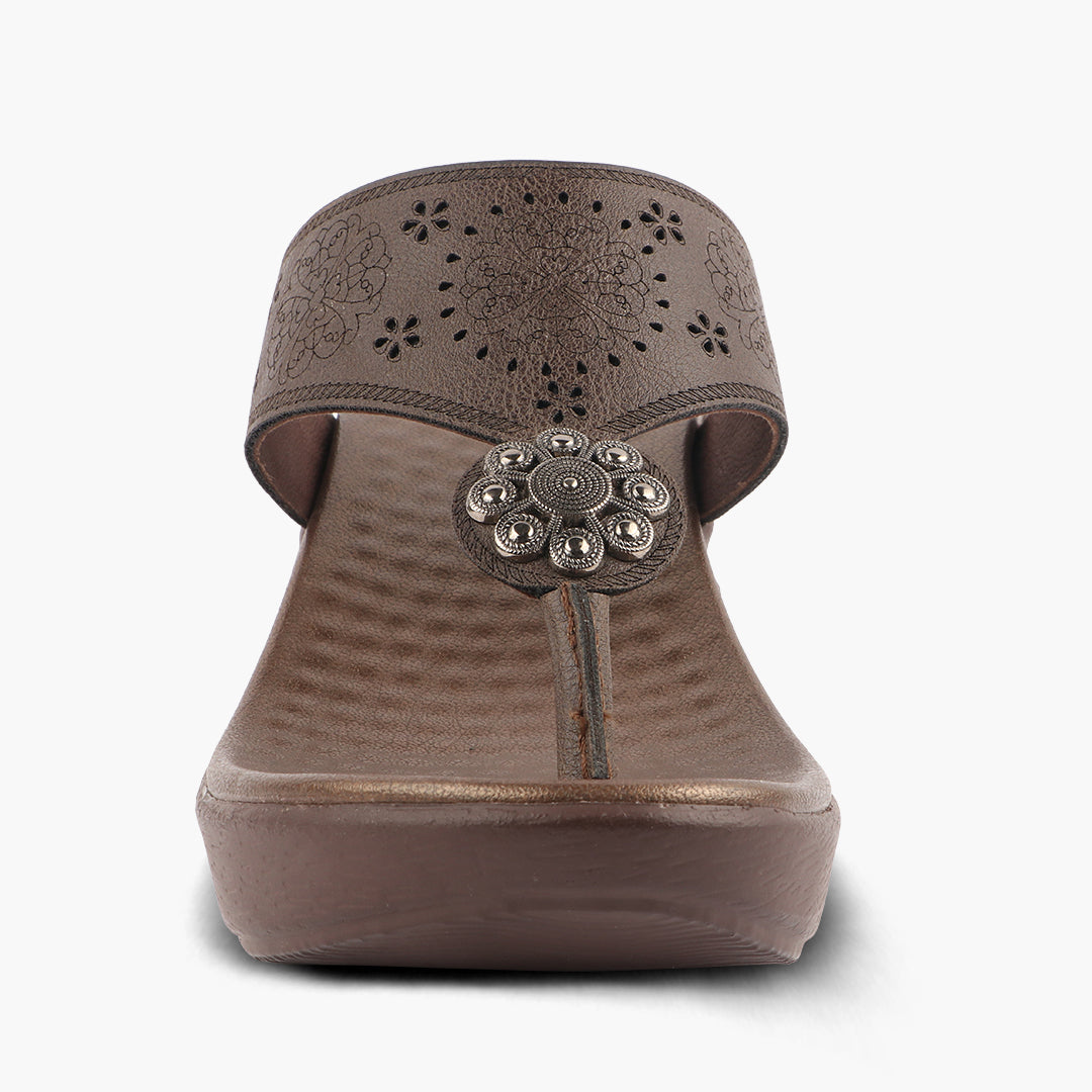 Medifeet Heel Sandals With Embellished Strap For Women's (Arch Support & Comfortable & Cushion Footbed Sandals)