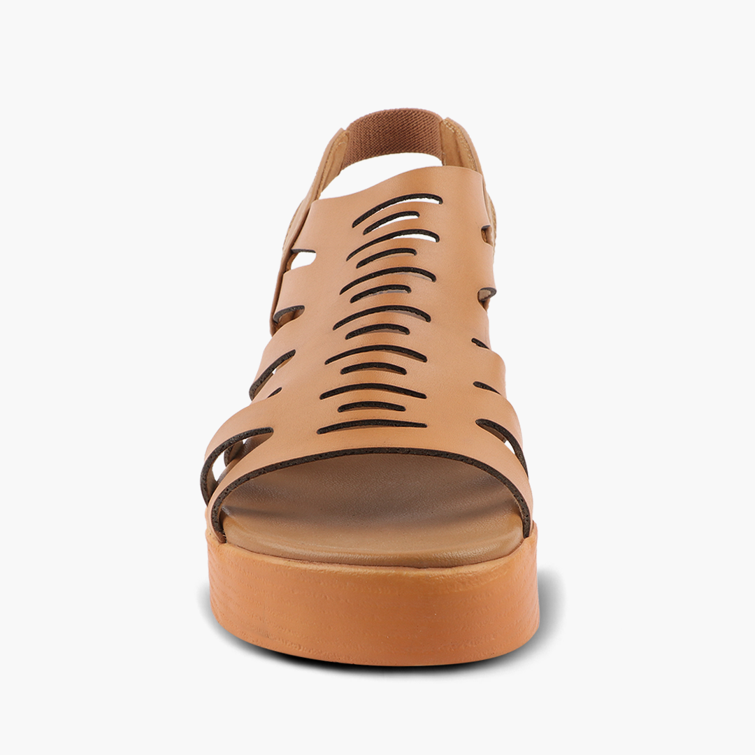 Wedge Heel Women’s Leather Sandals with Arch Support