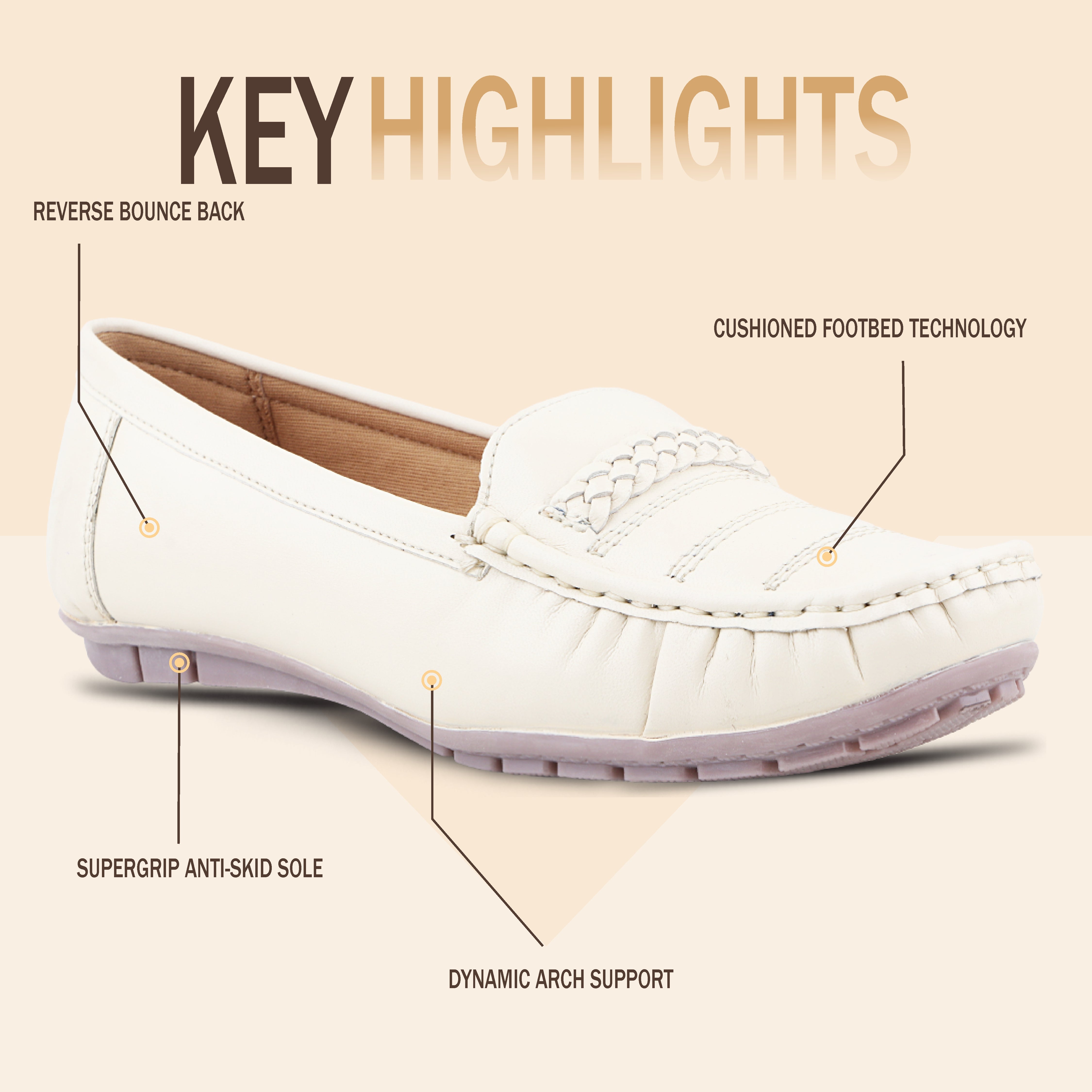 Medifeet Genuine Leather Comfortable & Arch Support Loafers For Women's