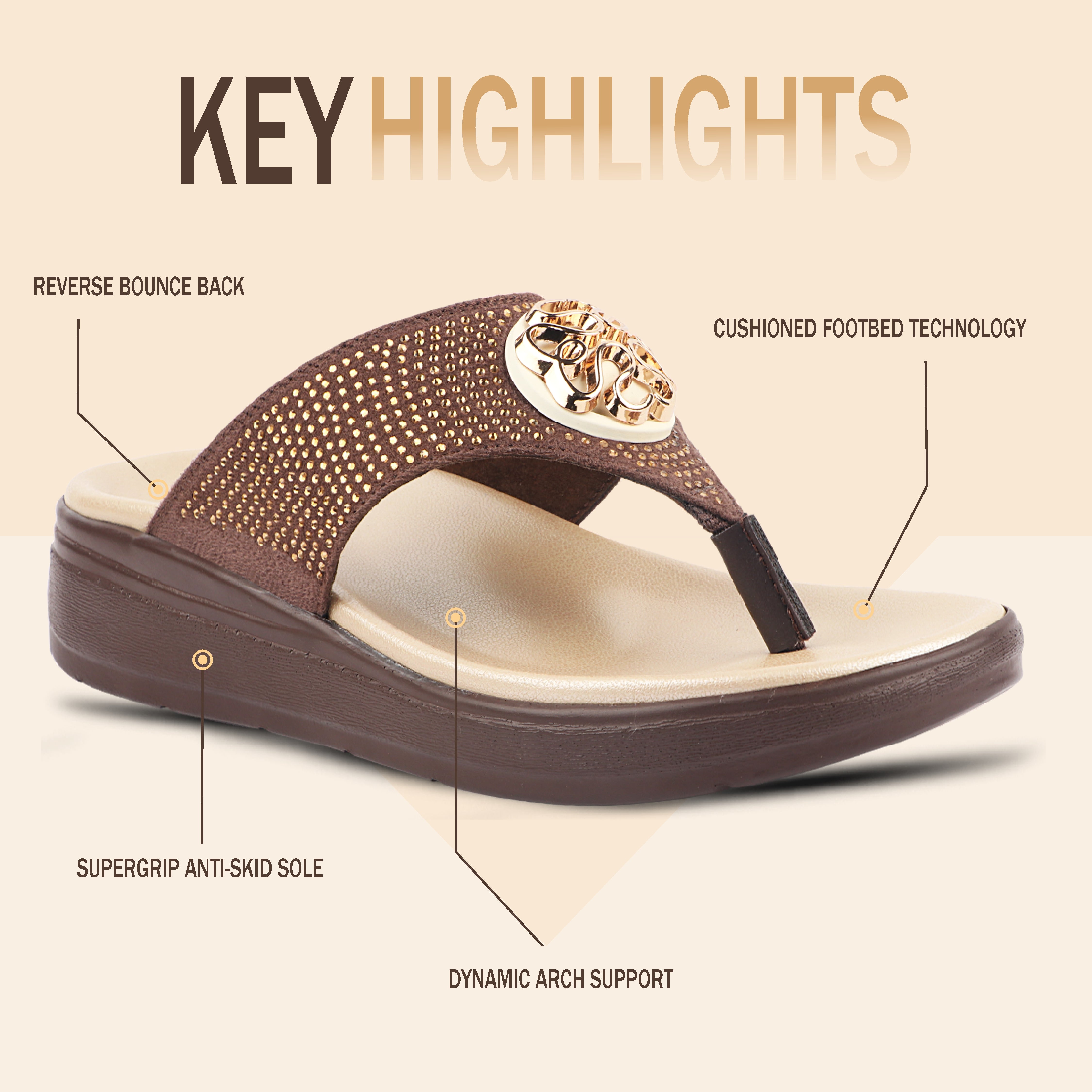 Medifeet Stylish Stone and Comfy Slippers for Women with Midsole Arch Support