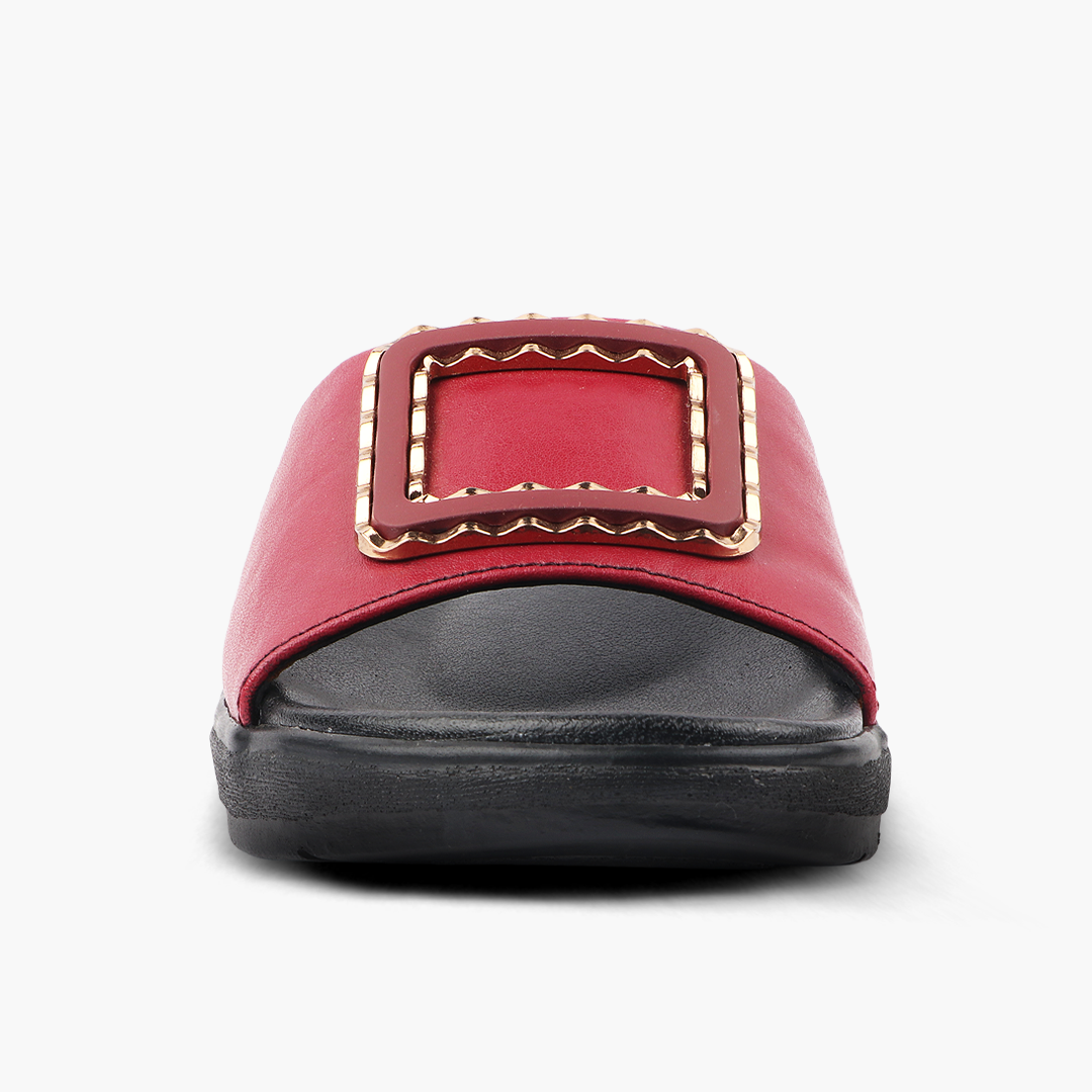 Classic Leather Slippers for Women with Cushioned Footbed