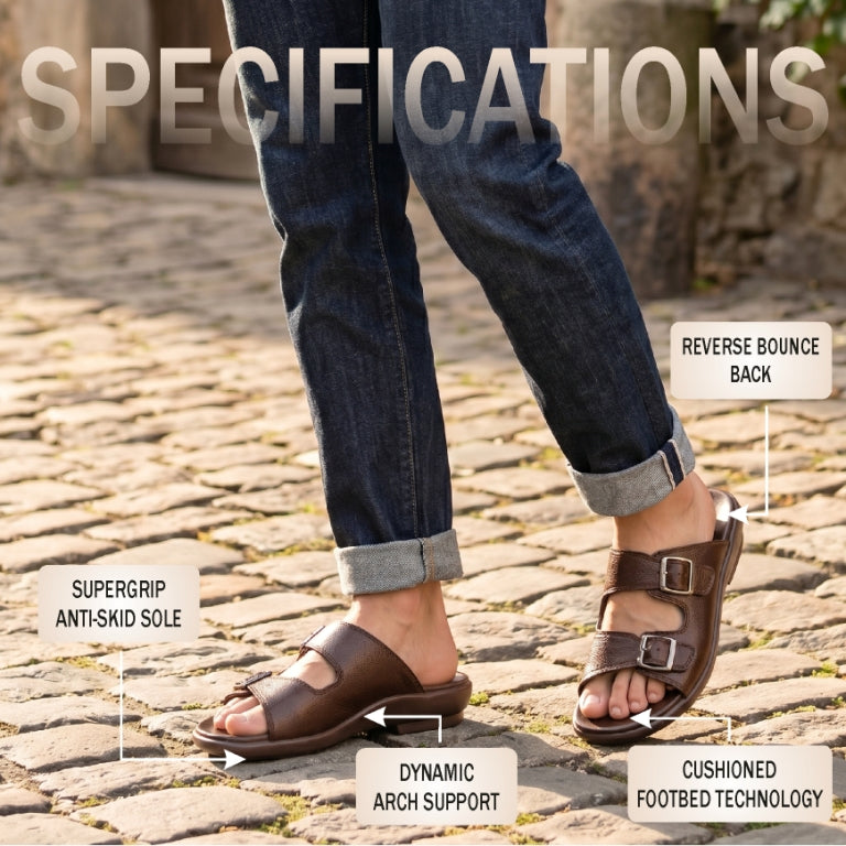 Medifeet Men's Orthopedic Comfort Sandals | Adjustable Double Buckle | Ergonomic Arch Support | Soft Cushioned Footbed | Lightweight Anti-Slip Walking Slides | Everyday Casual Footwear
