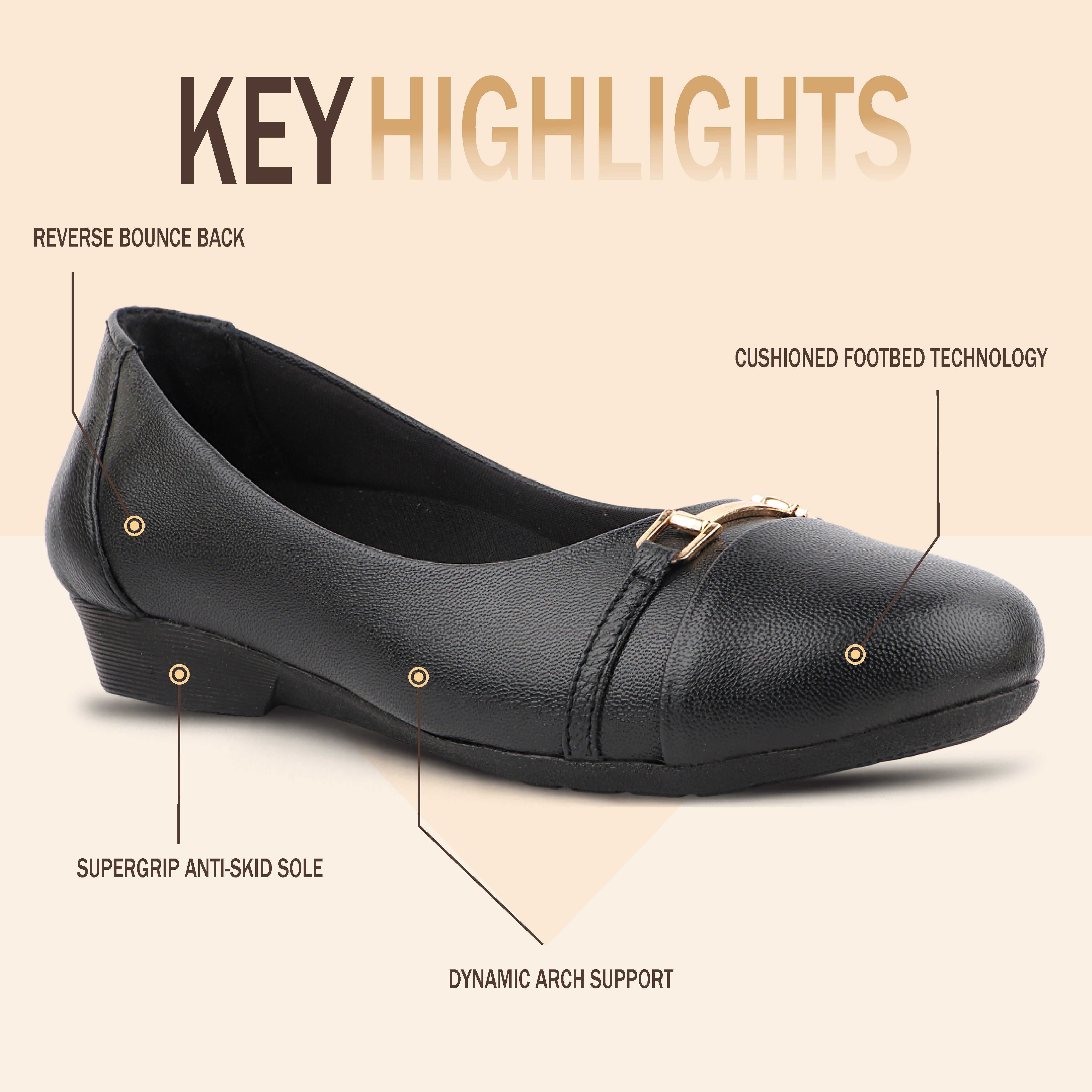 Medifeet Women's Genuine Leather Flats Ballet – (Arch Support, Cushioned Insole, Formal & Office Wear Comfort)