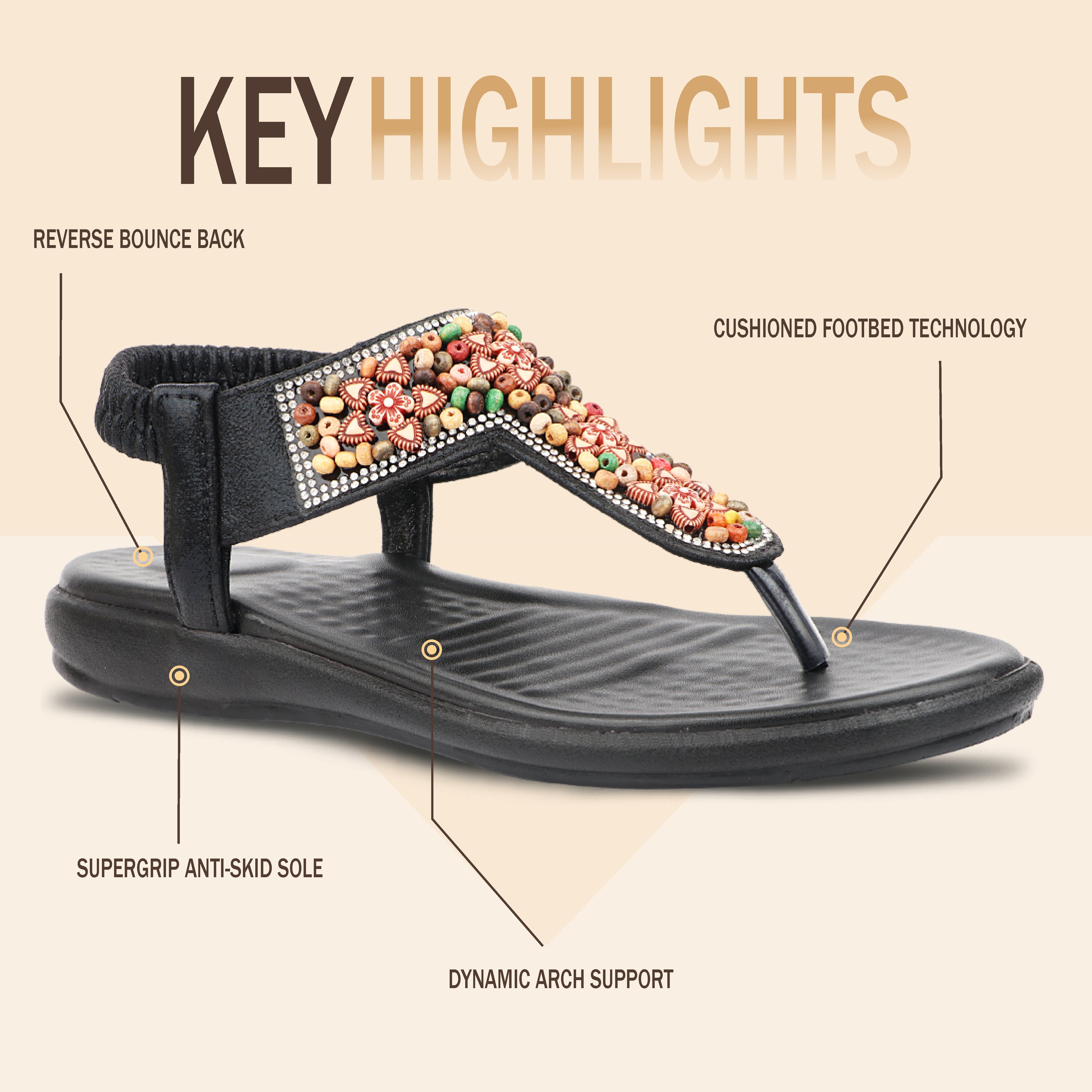 Medifeet Beaded Sandals for Women With Cushion Technology | Lightweight Orthopedic Cushion Flip-Flops | Fashion Meets All-Day Comfort