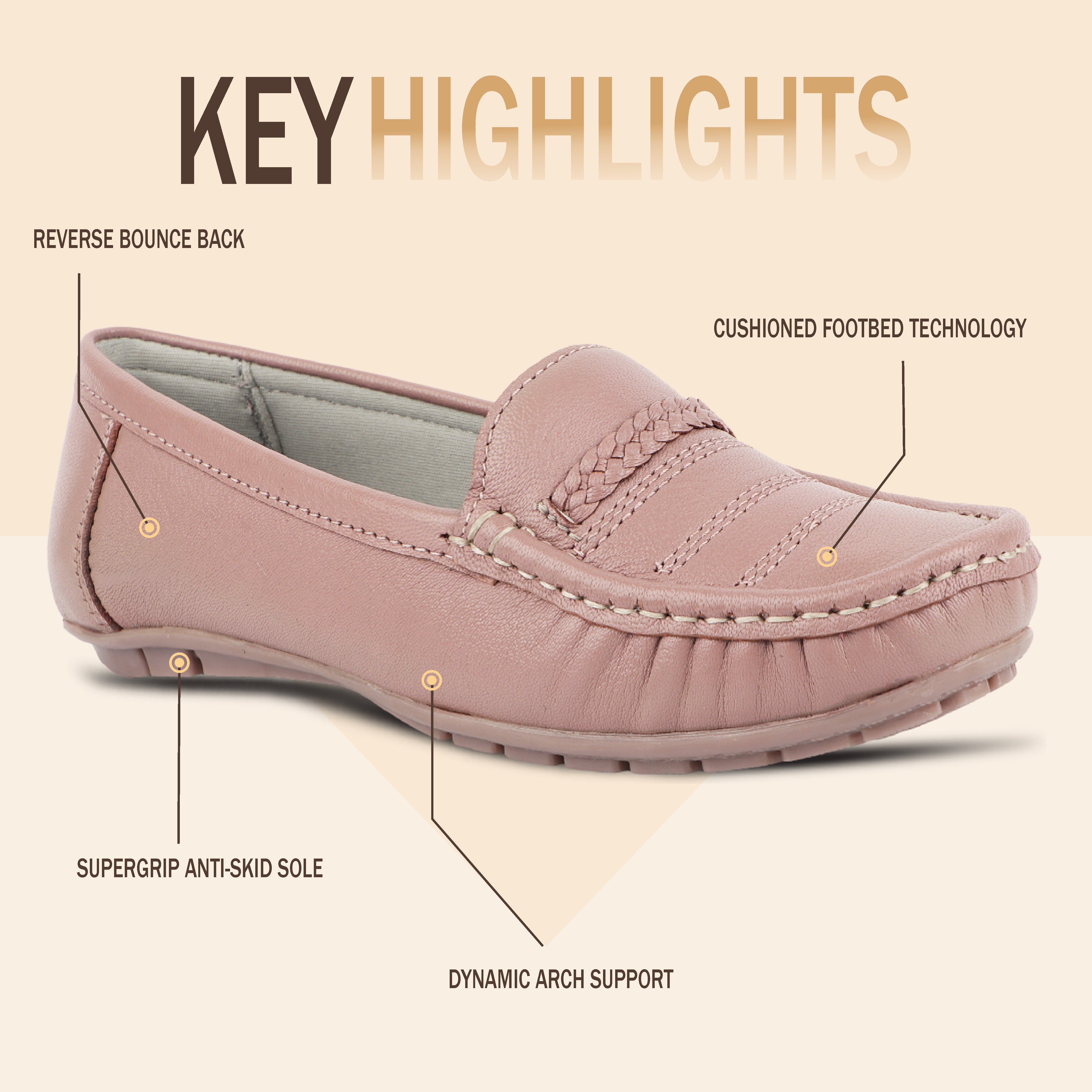 Medifeet Genuine Leather Comfortable & Arch Support Loafers For Women's