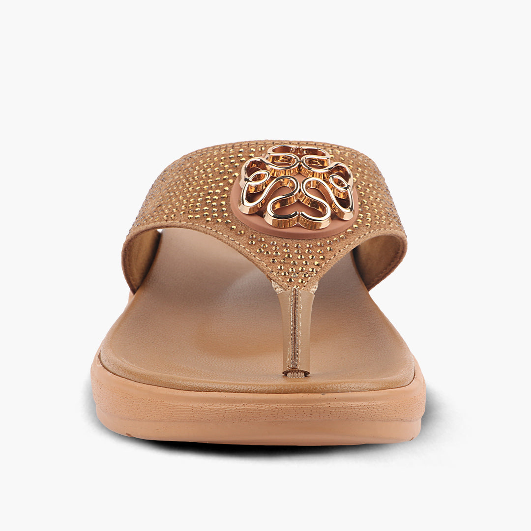 Medifeet Stylish Stone and Comfy Slippers for Women with Midsole Arch Support