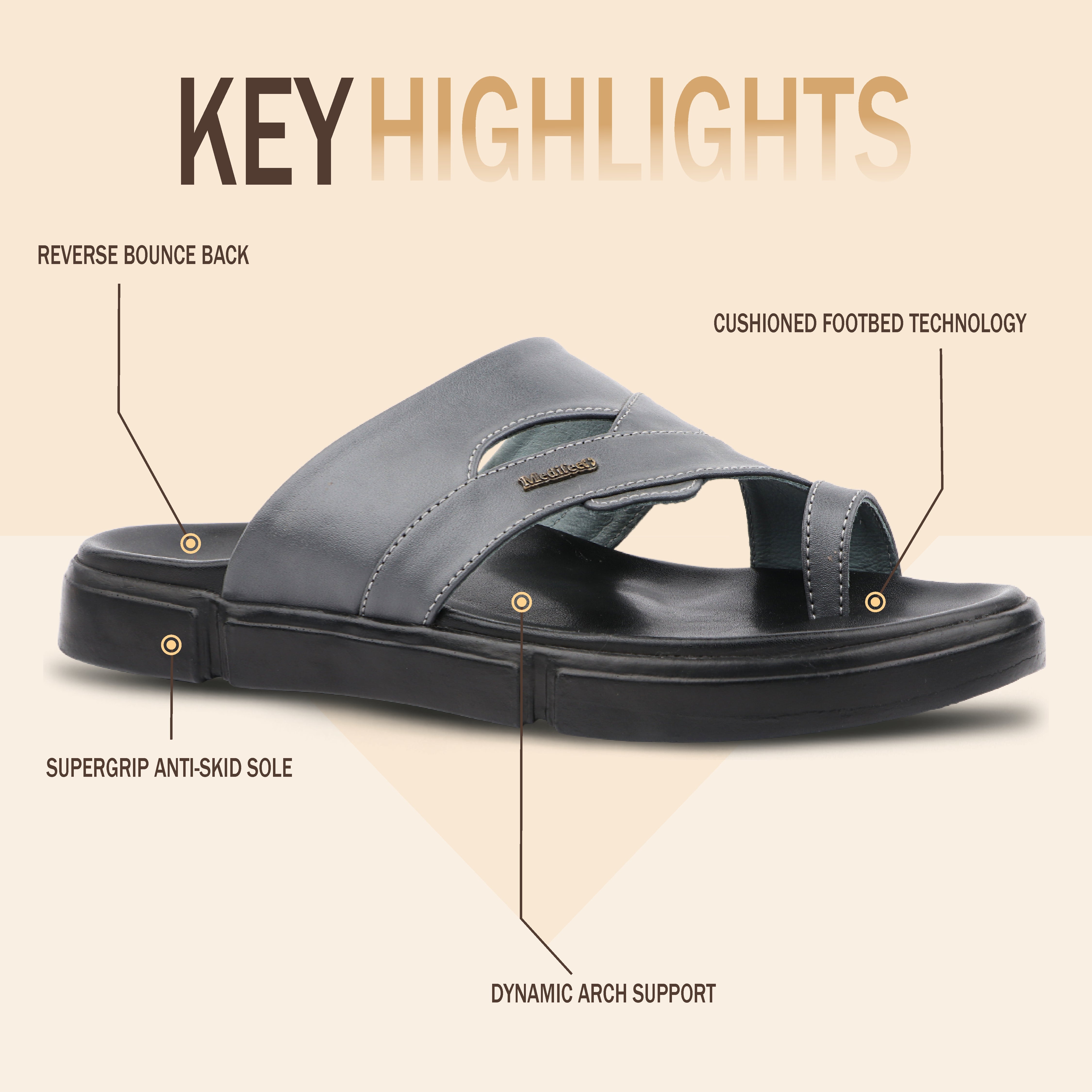 Medifeet Men’s Orthopedic Cross Strap Comfort Slides | Advanced Arch Support | Ultra Cushion Footbed | BASF German Technology Sole | Anti-Skid