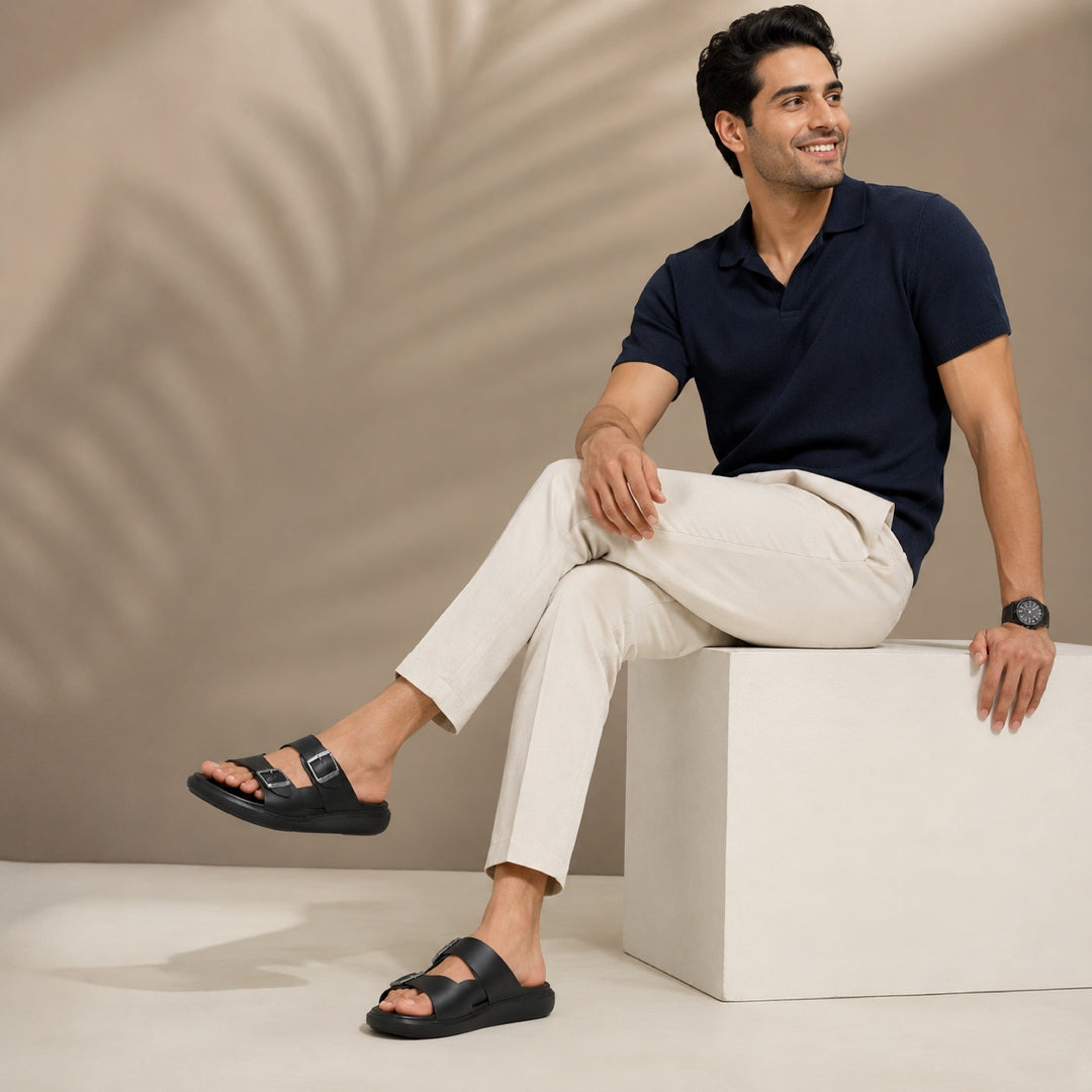 Medifeet Men’s Premium Double Buckle Sandals | German Technology Comfort Footbed & Anti-Skid Sole