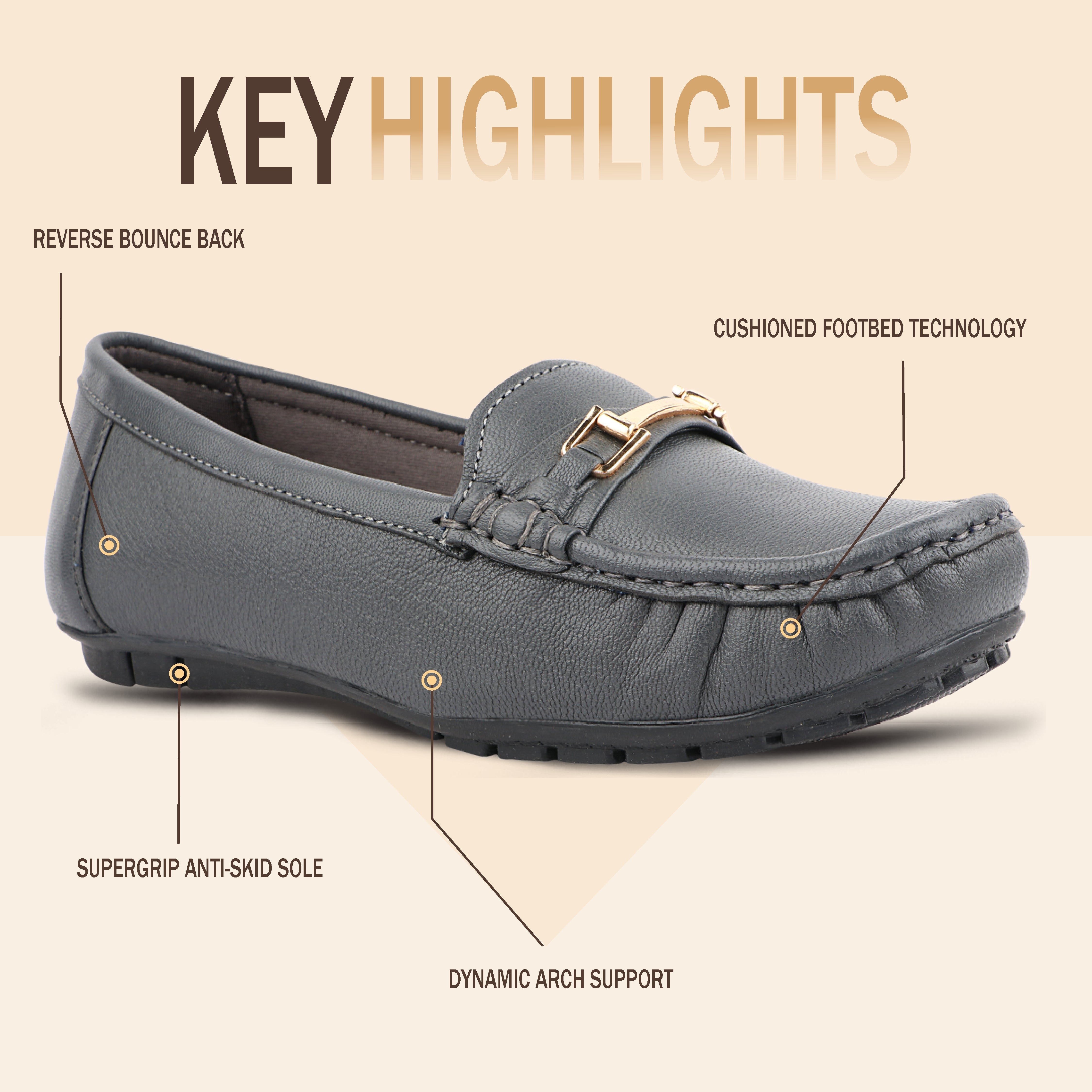 Medifeet Leather Moccasin / Loafers for Women
(Premium Leather | Cushioned Footbed)