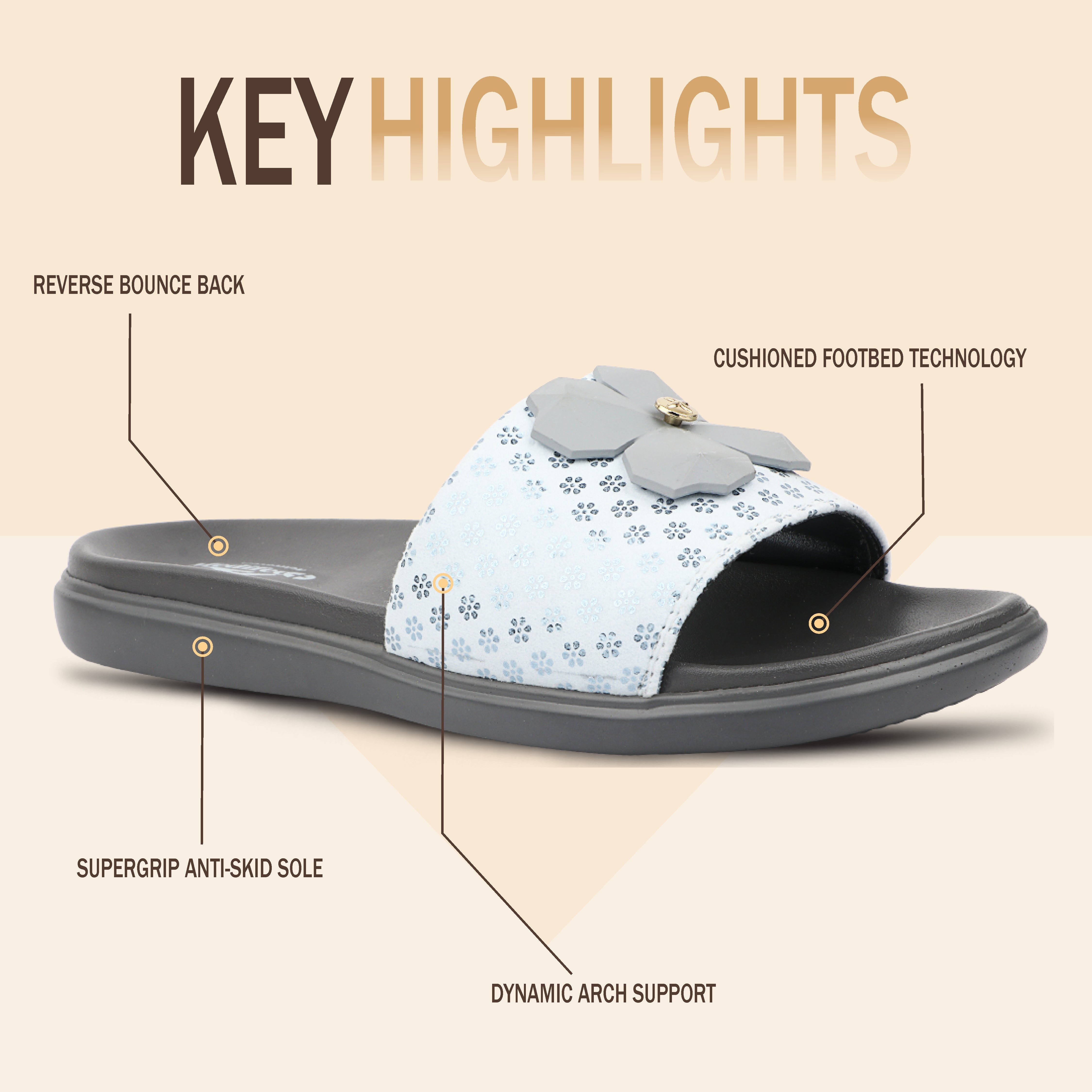 Medifeet Orthopedic Trendy Slides With Arch Support For Women's | Soft Cushion Sole Flats | Fashion Floral Footwear