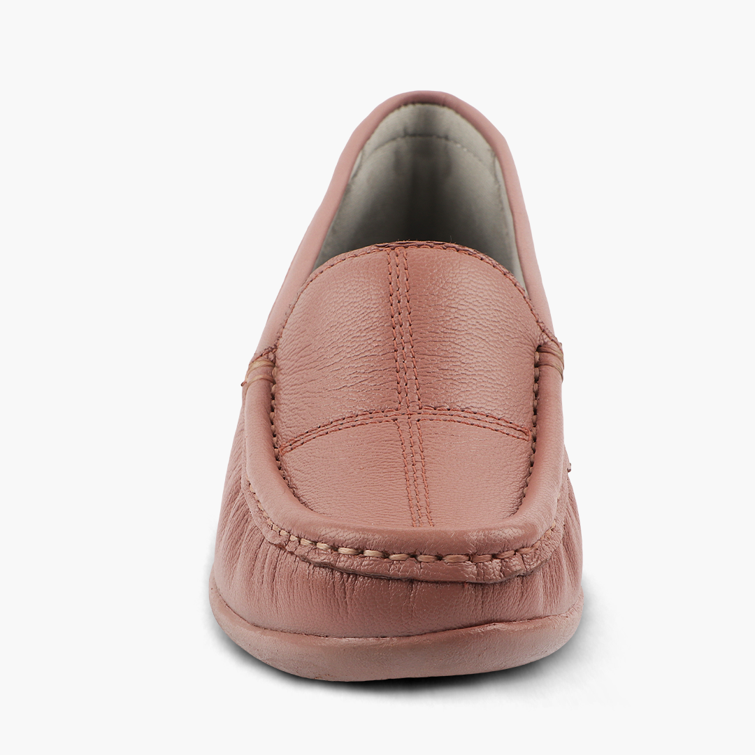 Subtle Heel Leather Loafers for Women with Arch Support