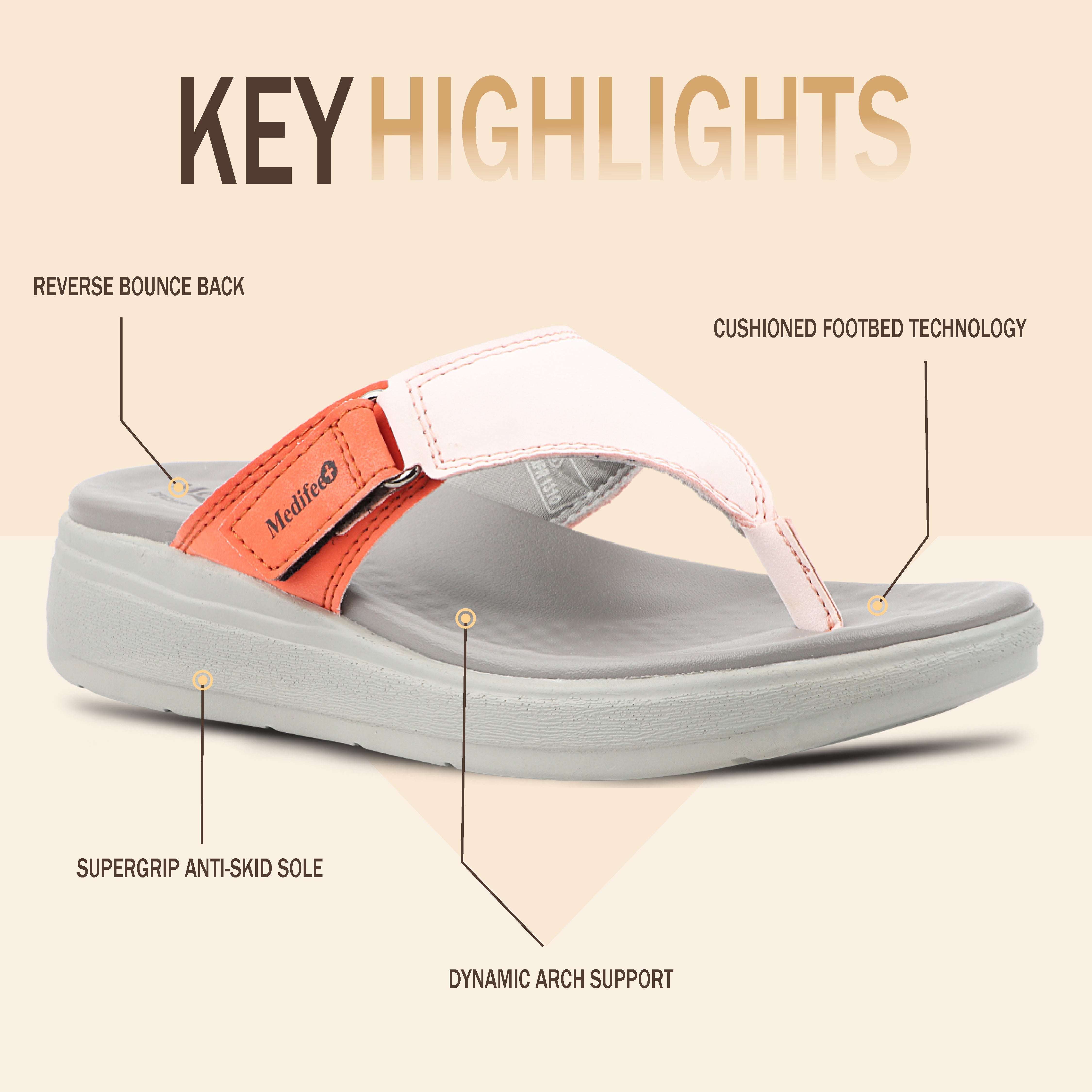 Medifeet Side V-Strap Comfortable Sandals with Arch Support For Women's