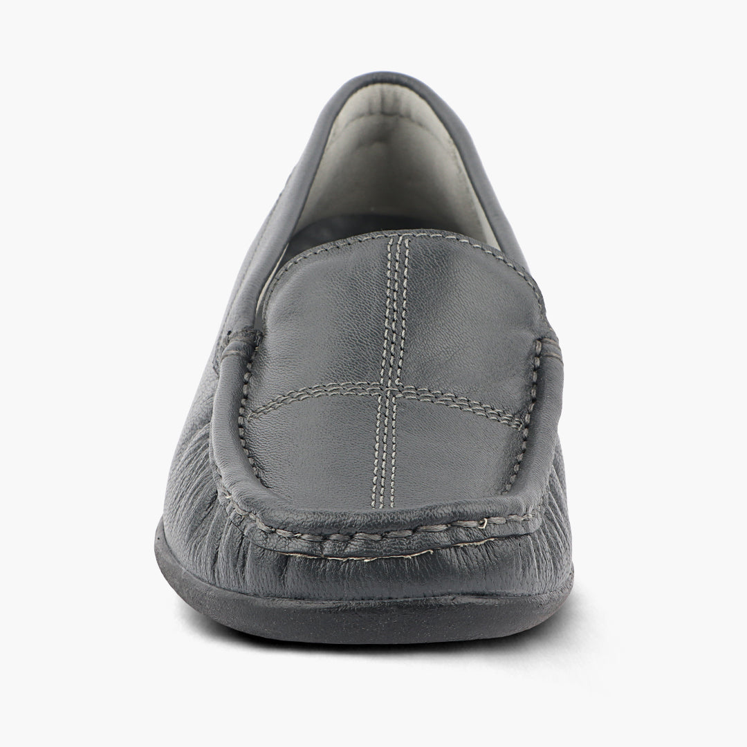 Subtle Heel Leather Loafers for Women with Arch Support