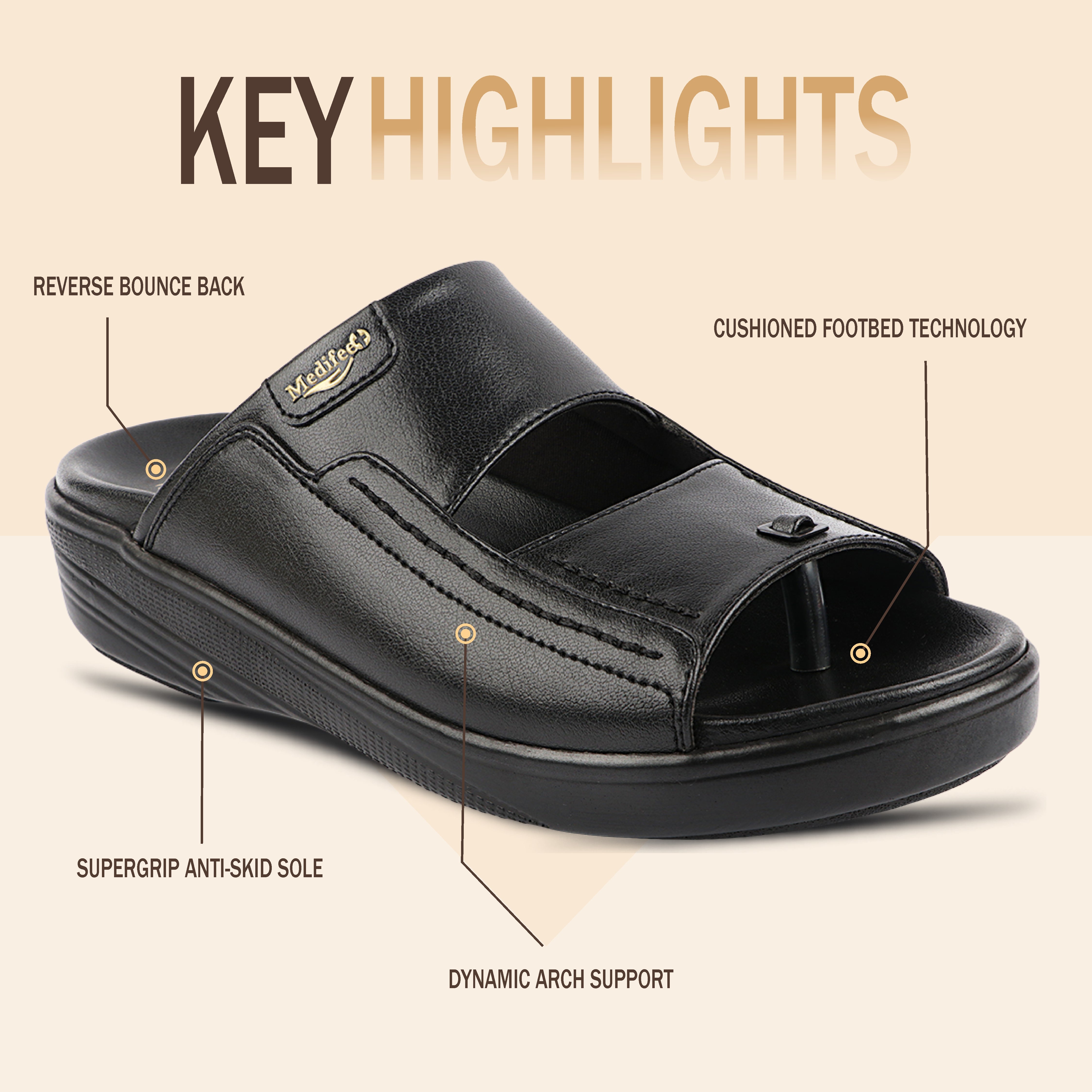 Medifeet Comfortable Slippers for Men (Leather Slippers | Slip on)