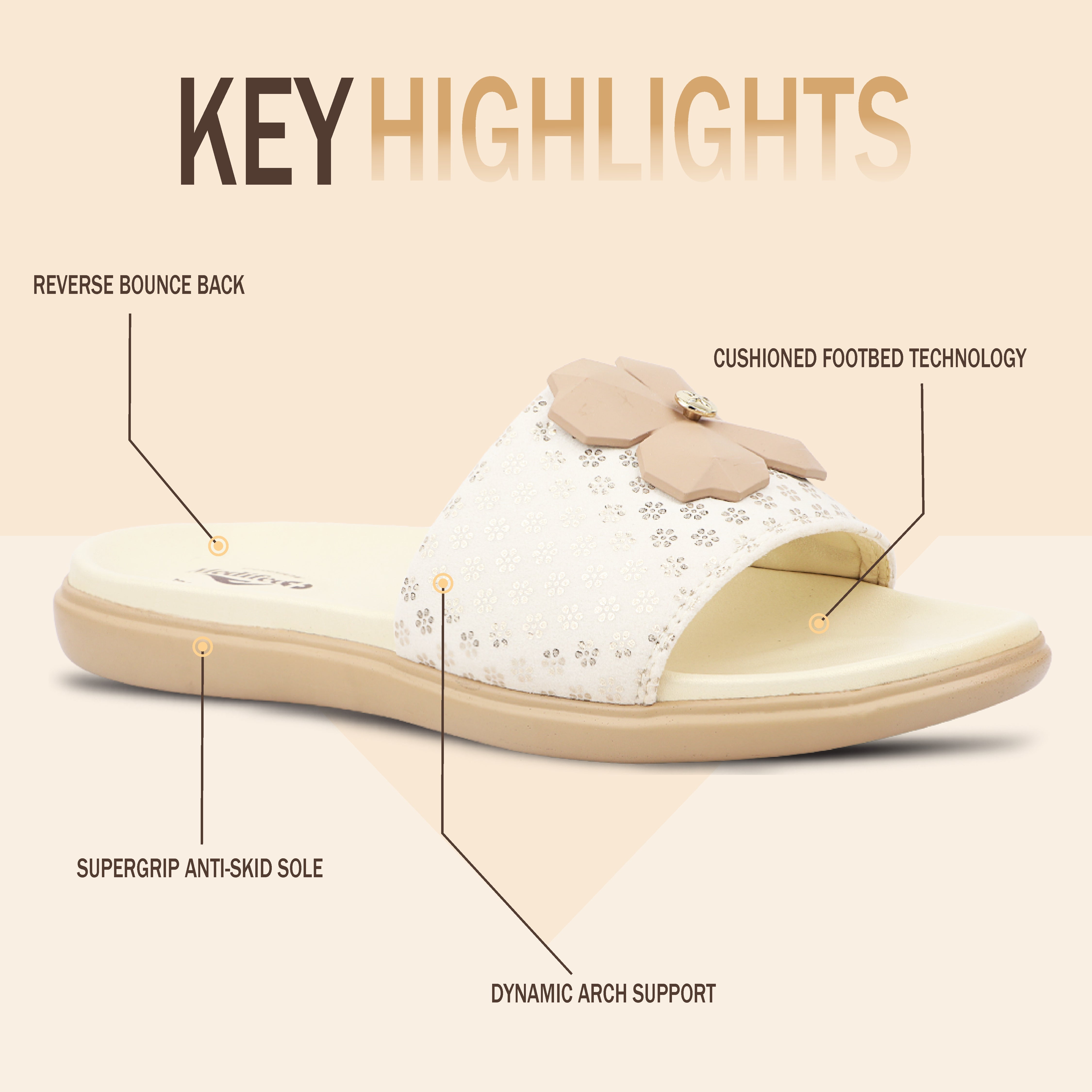 Medifeet Orthopedic Trendy Slides With Arch Support For Women's | Soft Cushion Sole Flats | Fashion Floral Footwear