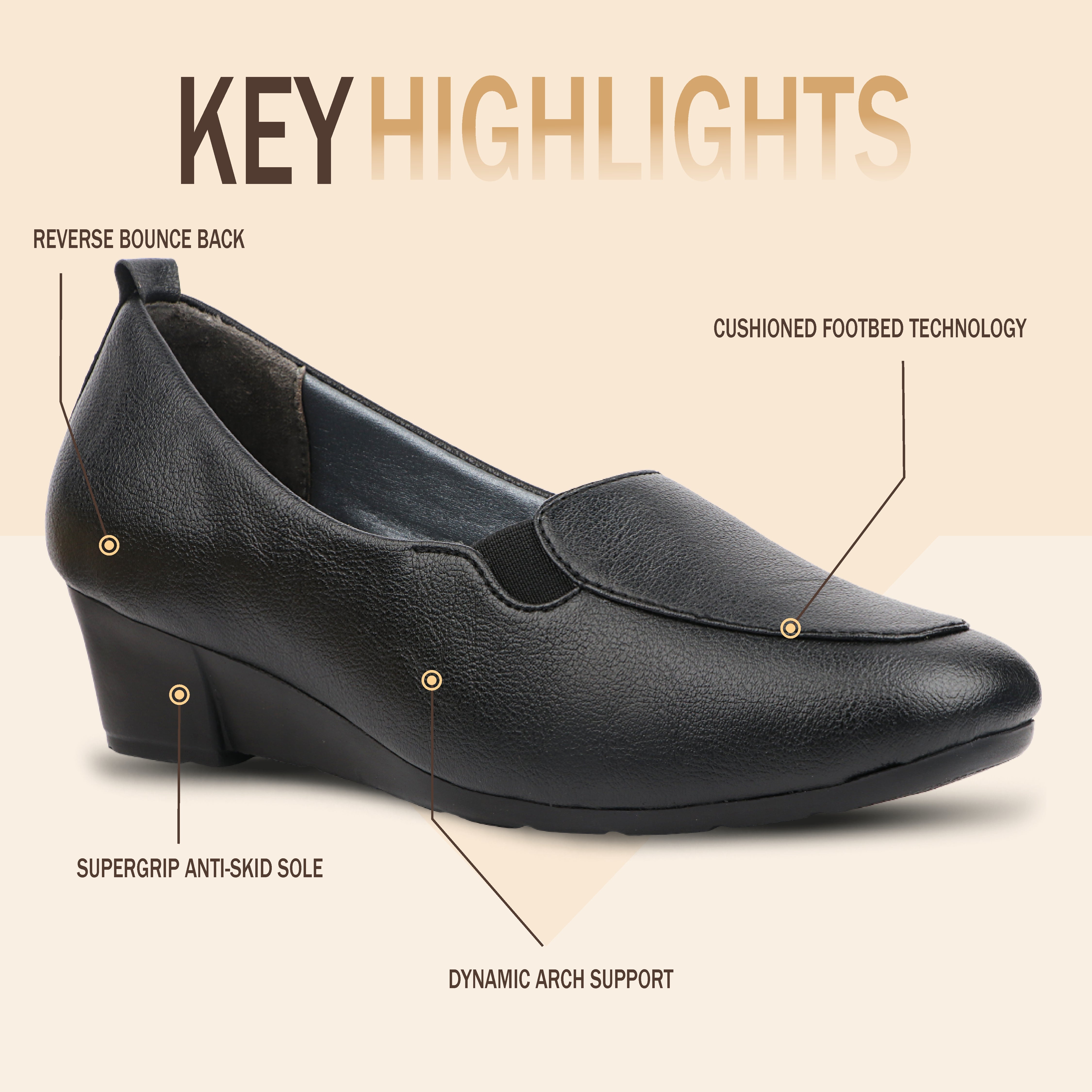 Medifeet Women’s Low Heel Comfort Shoes with Arch Support– Lightweight Cushioned Office & Casual Shoes