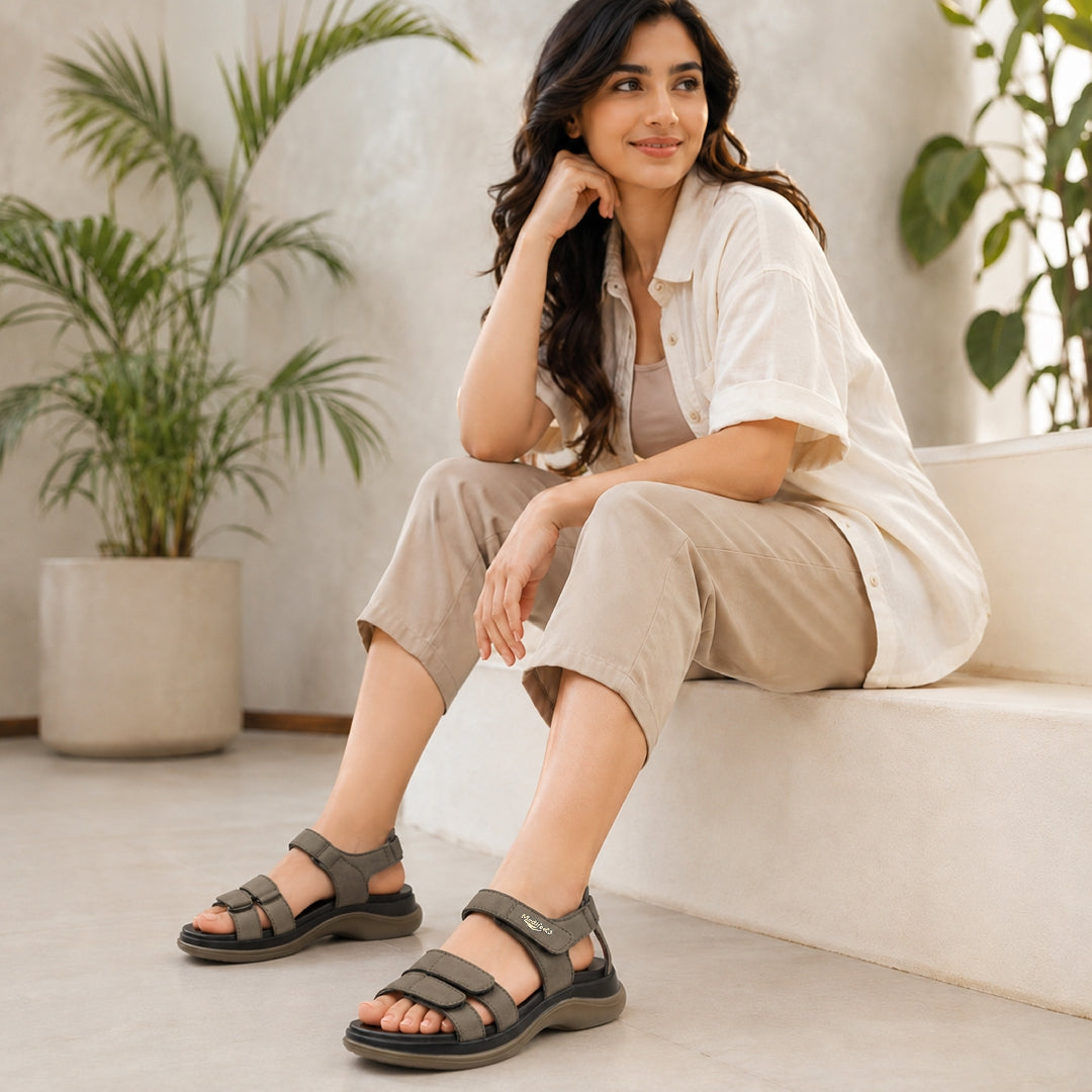 Medifeet Women's Orthopedic Walking Sandals | Adjustable Hook-and-Loop Straps | Soft Cushion Footbed | Anti-Slip Comfort Sandals