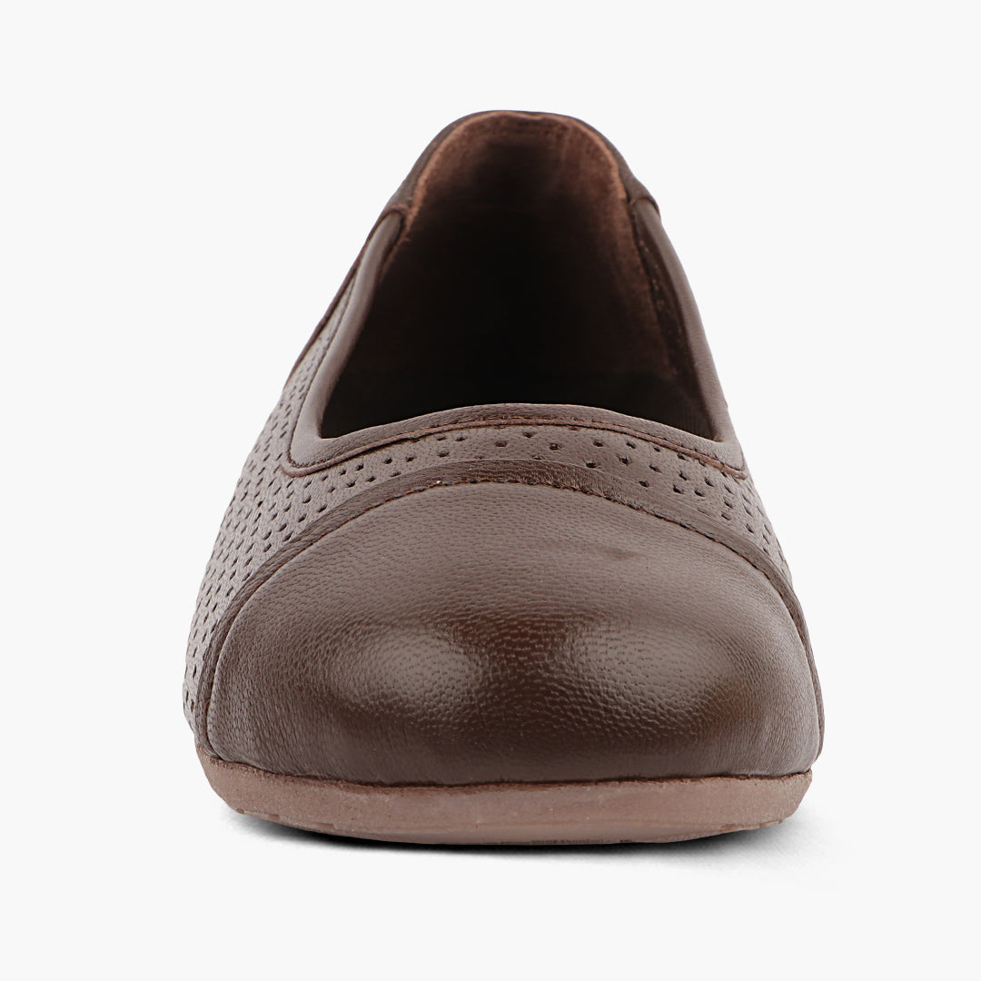 Medifeet Breathable Women Black Ballerina  (Premium Leather | Cushioned Footbed)