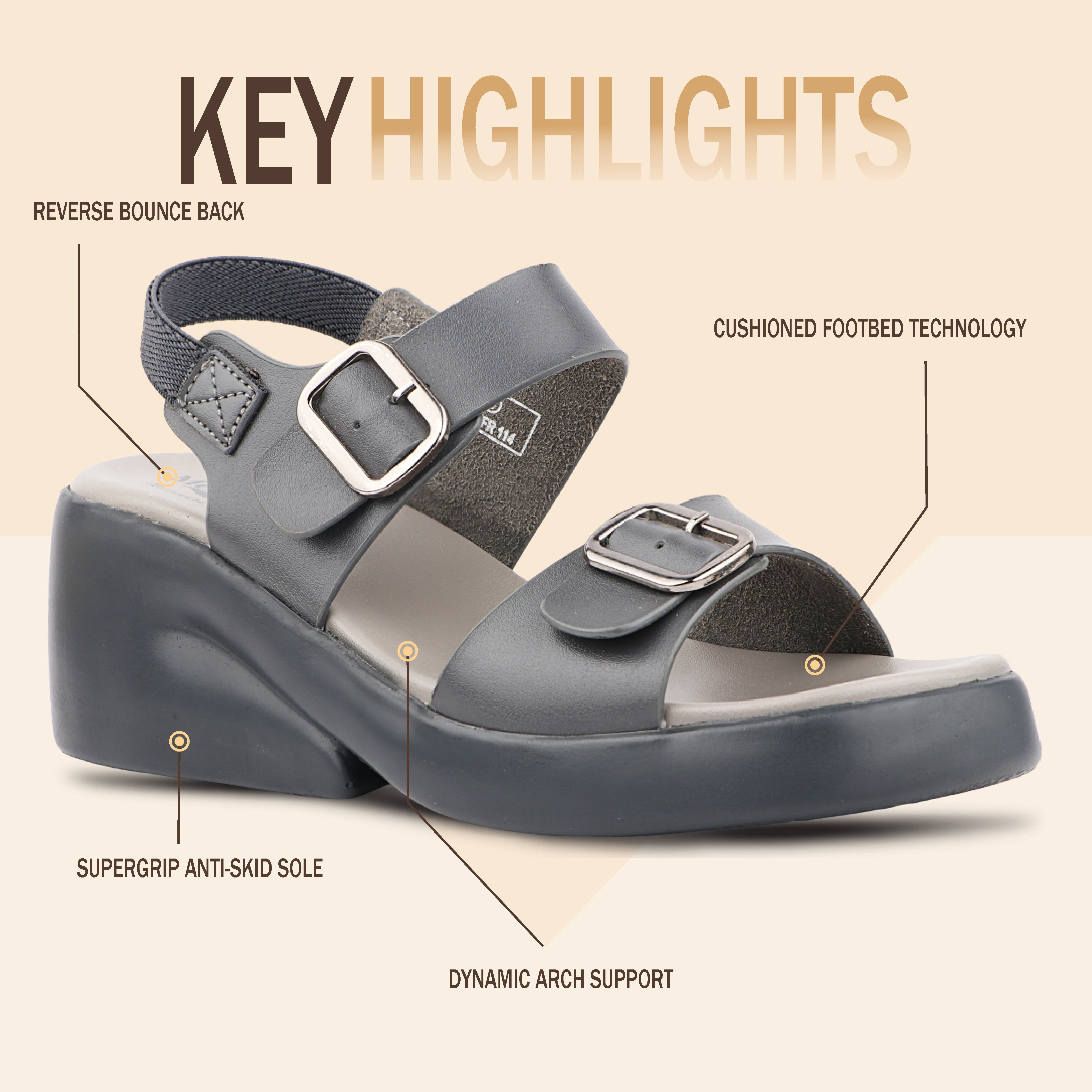 Medifeet Dual Strap Heel Sandal for Women (With Ankle Strap for Better Fit)