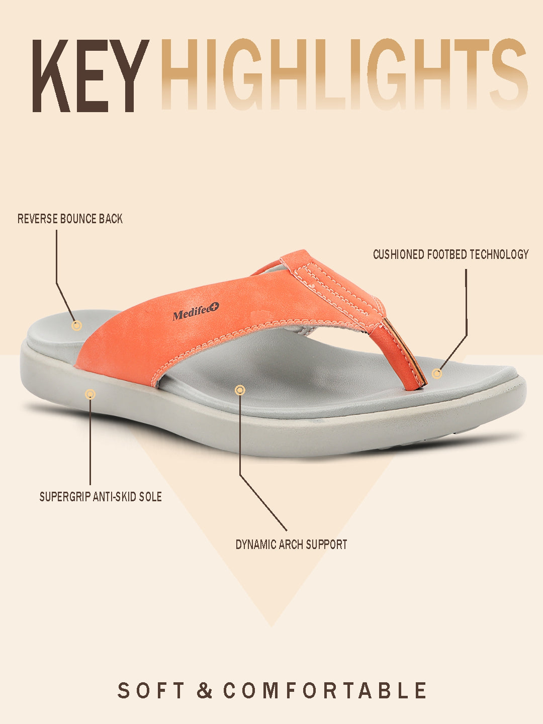 Medifeet Men's Leather Thong Slippers