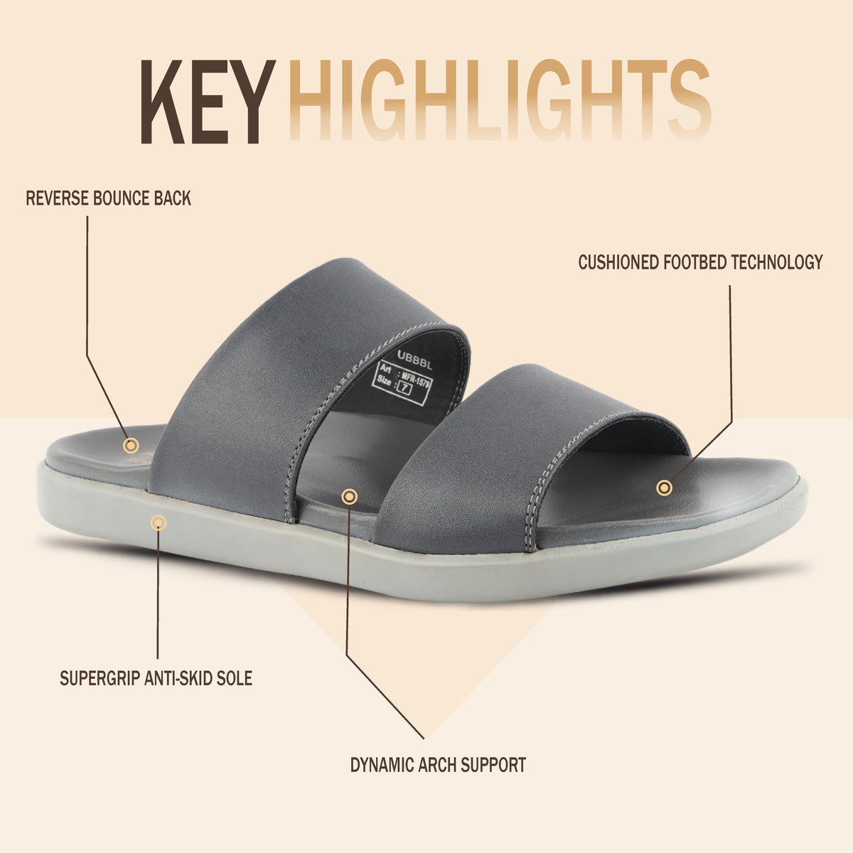 Medifeet Dual Strap Slippers Comfy Arch Support - Main Image
