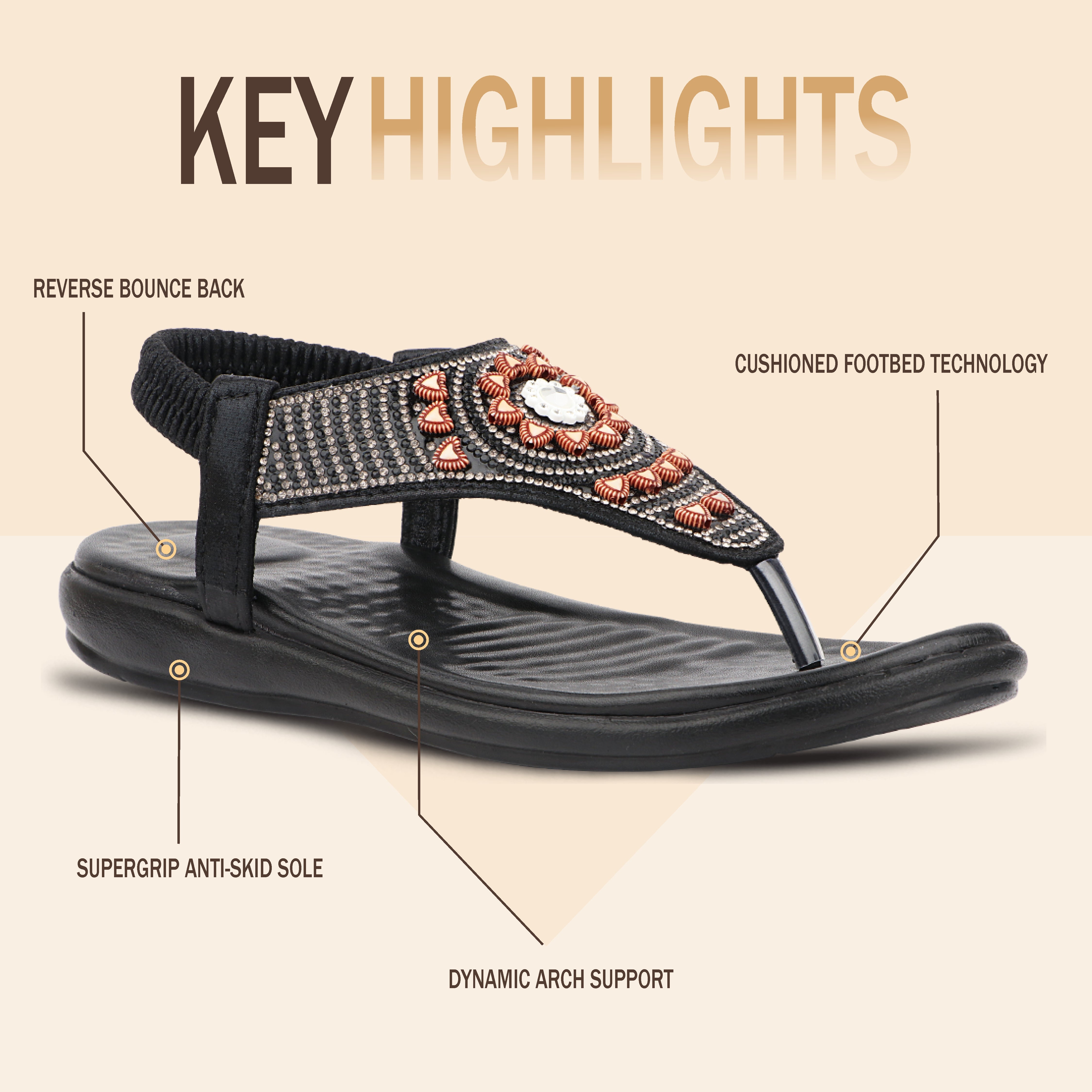 Medifeet Elegance Beadwork Slingback Sandals for Women with Plush Cushion Footbed