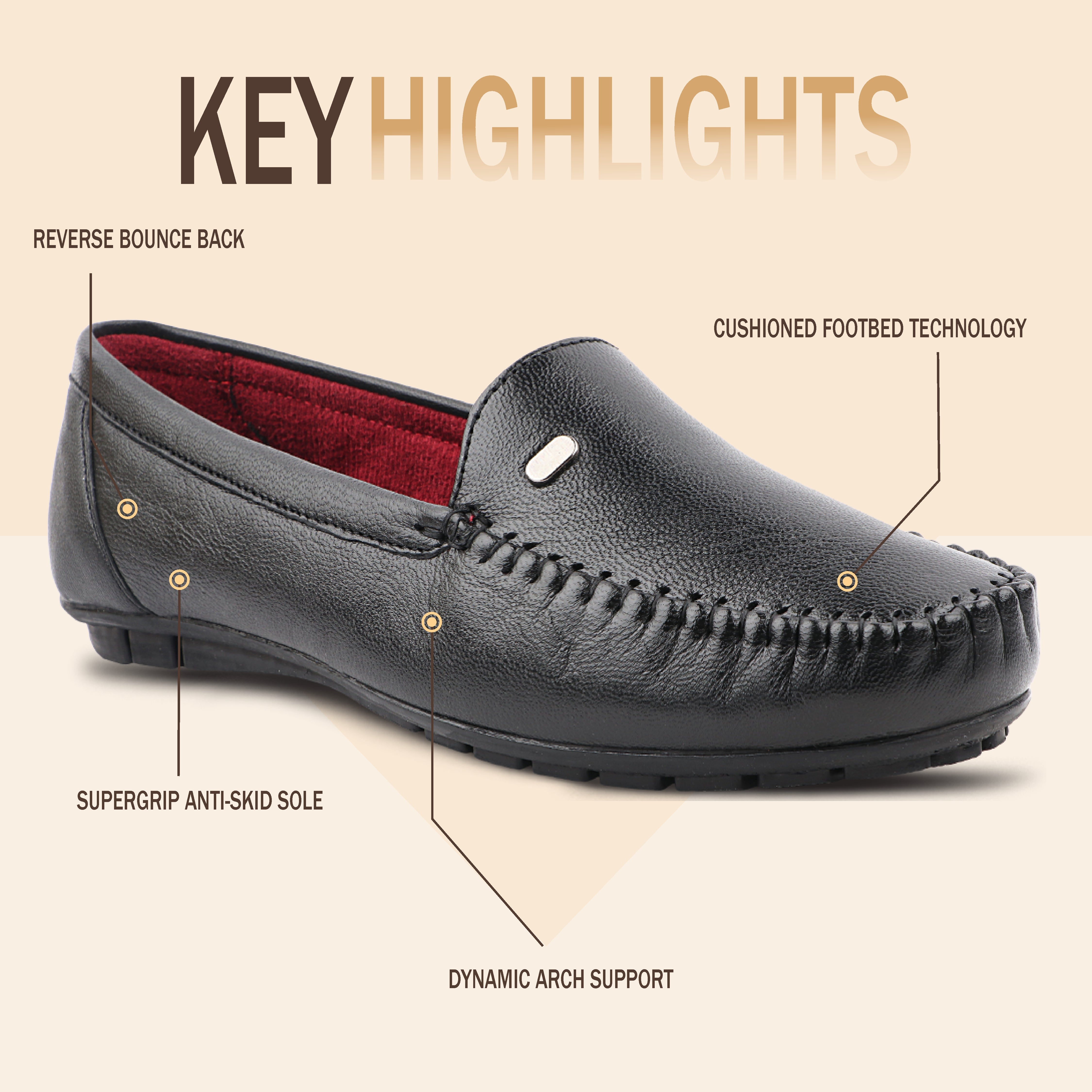 Pointed-Toe Leather Loafers for Women with Extra Cushion