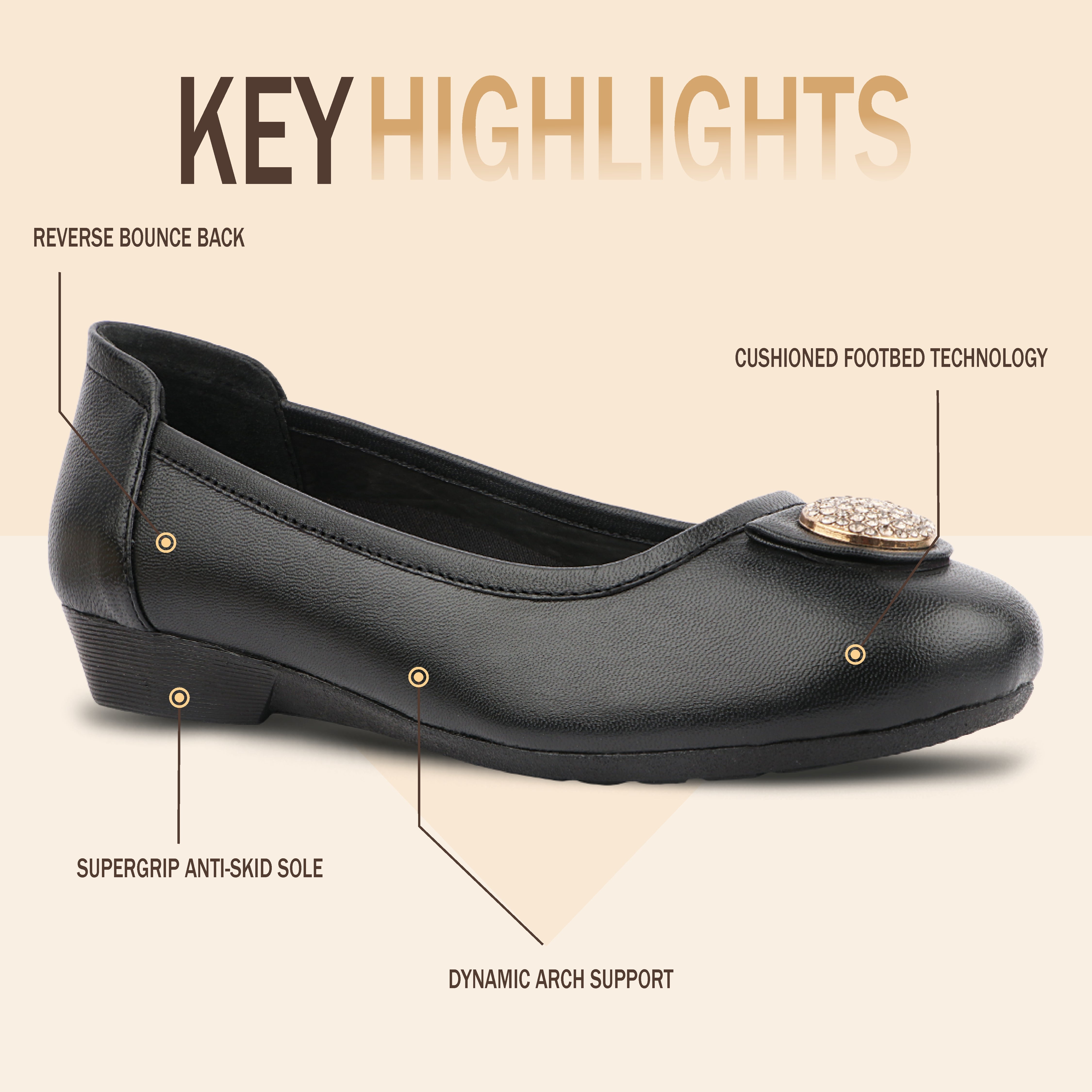 Medifeet 'Desk to Dinner' Chic Embellished 'Ballerinas' for Women Ballet Flats Shoes (Cushion Technology)