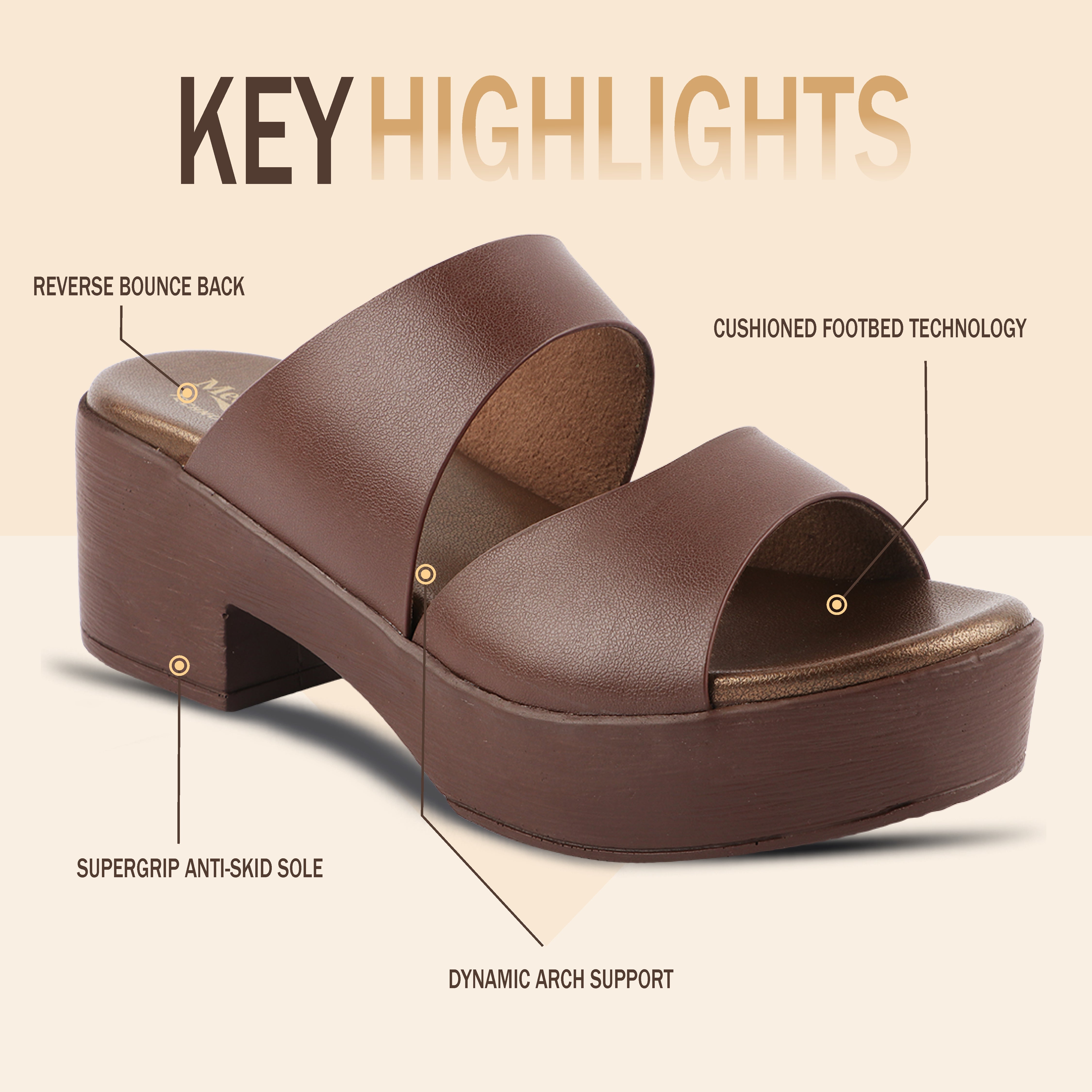 Medifeet Women’s Two Strap Slip-On Heels