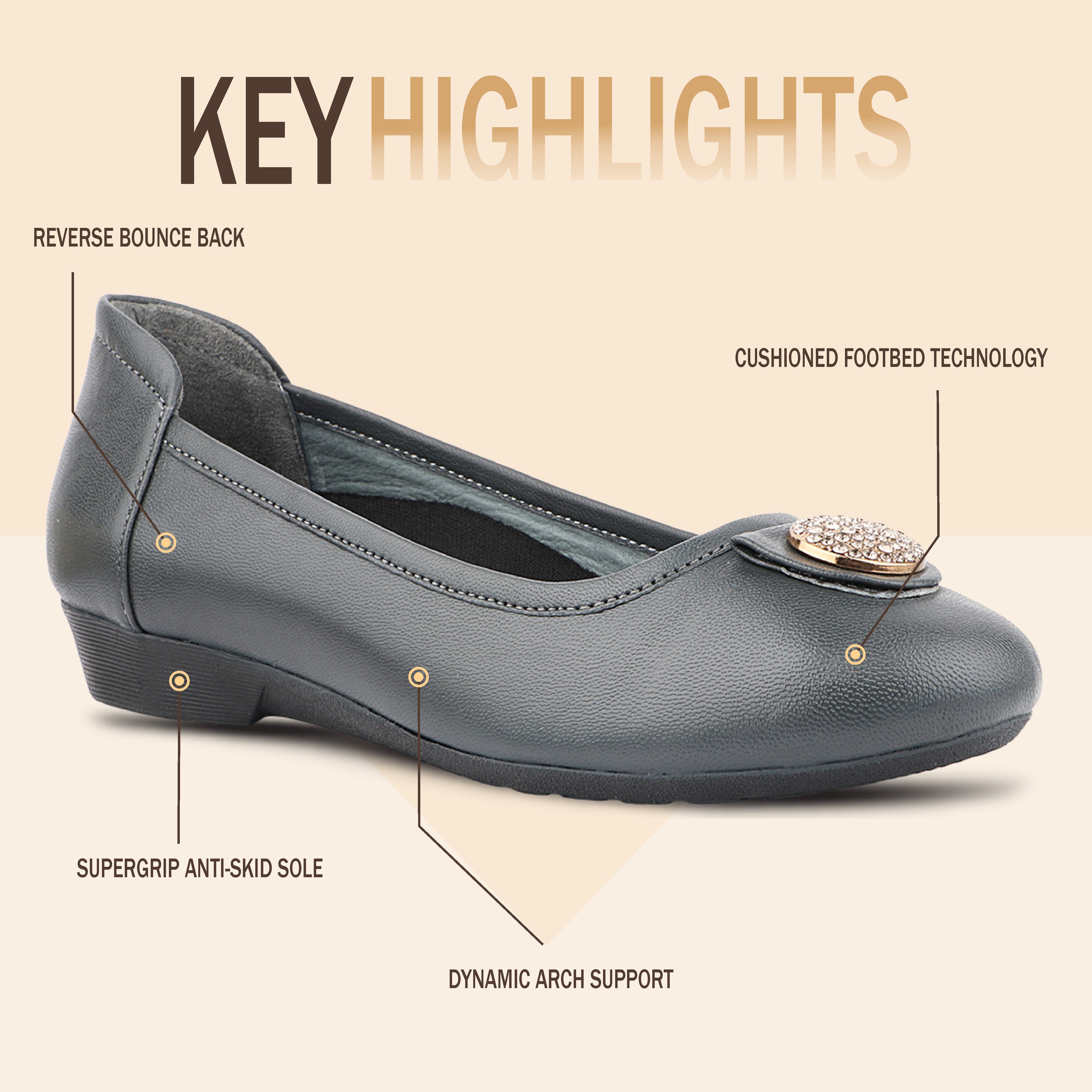 Medifeet 'Desk to Dinner' Chic Embellished 'Ballerinas' for Women Ballet Flats Shoes (Cushion Technology)