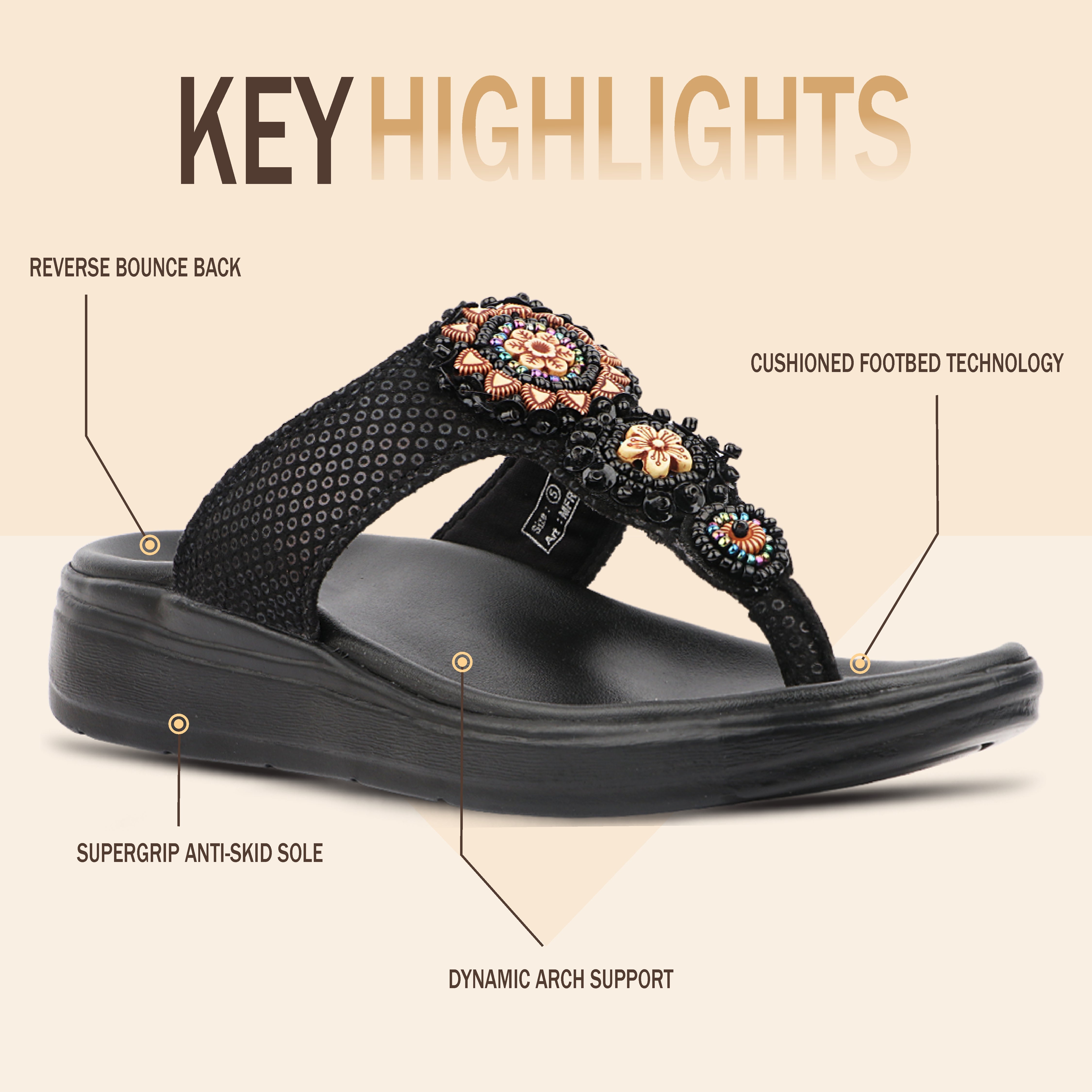 Medifeet Women’s Orthopedic Sandals with Arch Support – Comfortable Beaded Slip-On Flats