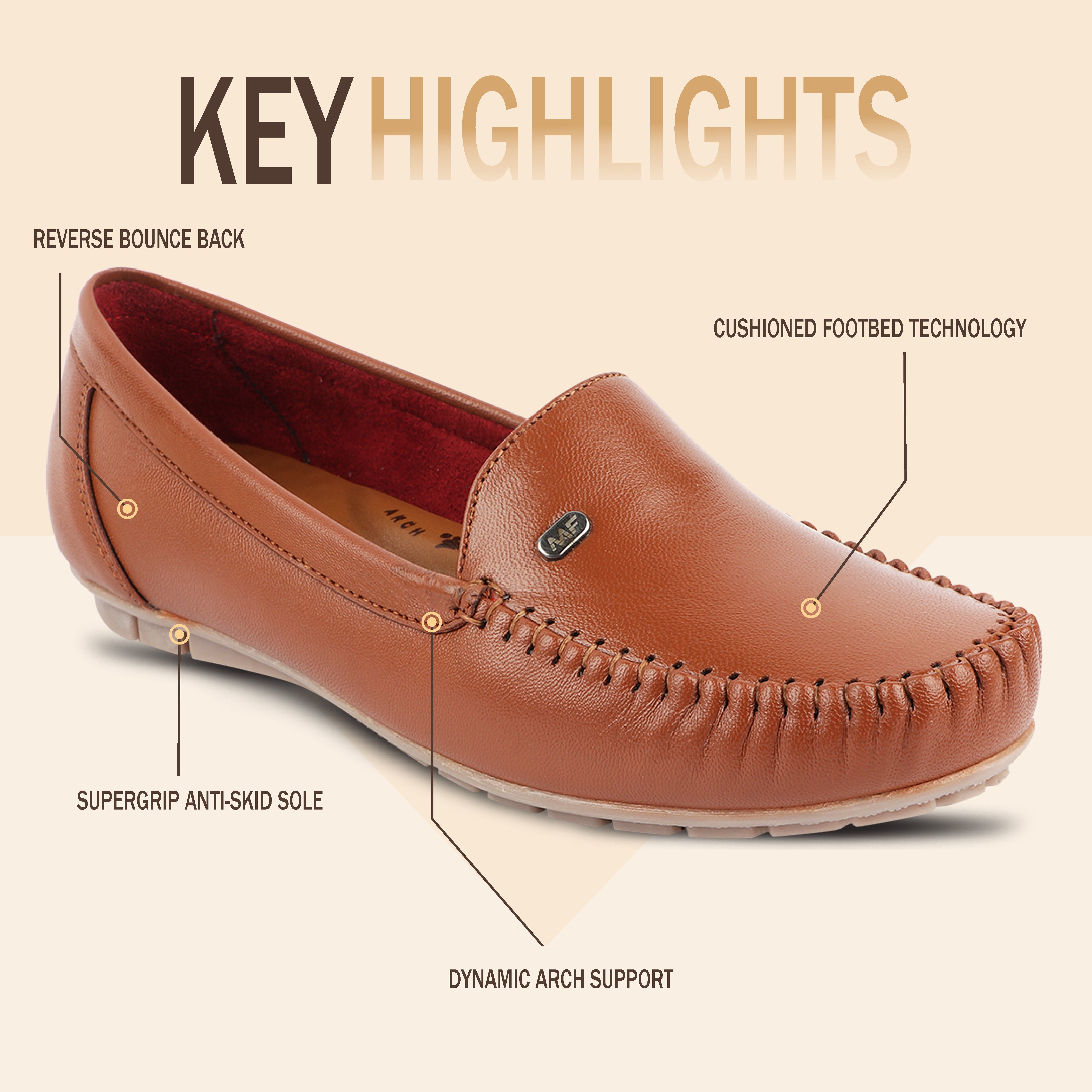 Pointed-Toe Leather Loafers for Women with Extra Cushion