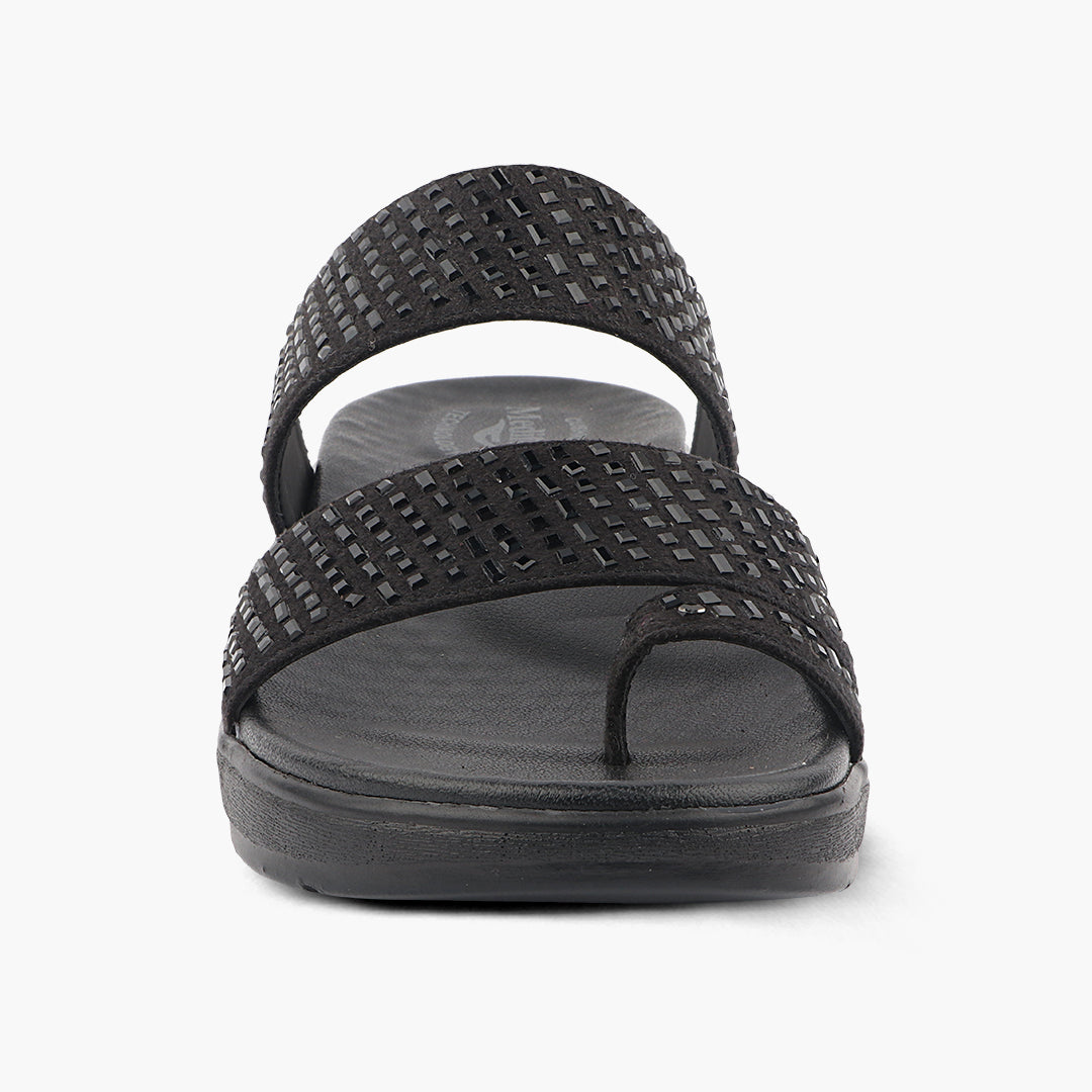 Medifeet Stylish Leather Slippers (Women) (Dual Strap for Better Fit)