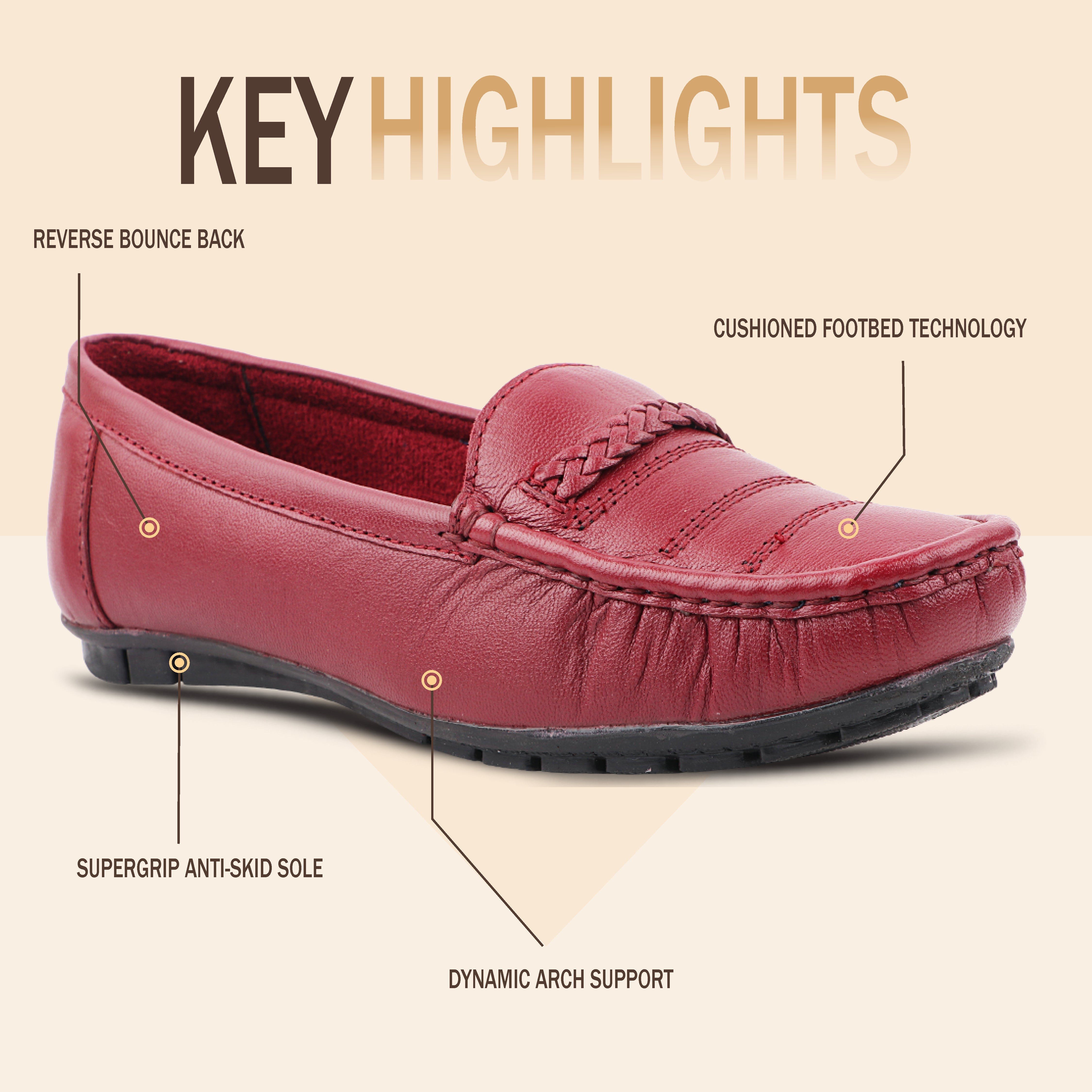 Medifeet Genuine Leather Comfortable & Arch Support Loafers For Women's