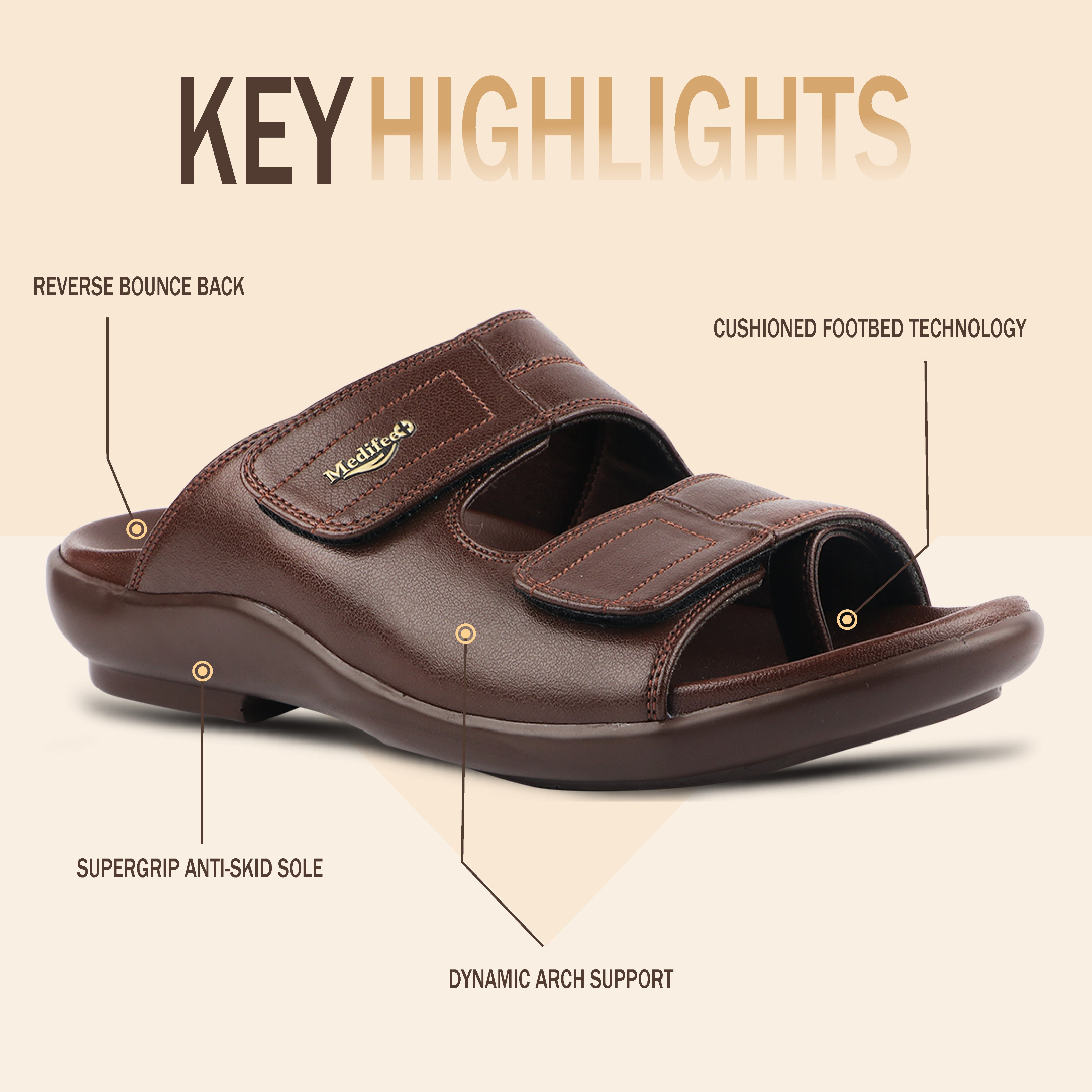 Medifeet Comfort Sandals, Dual Adjustable Straps,Orthopedic Slides