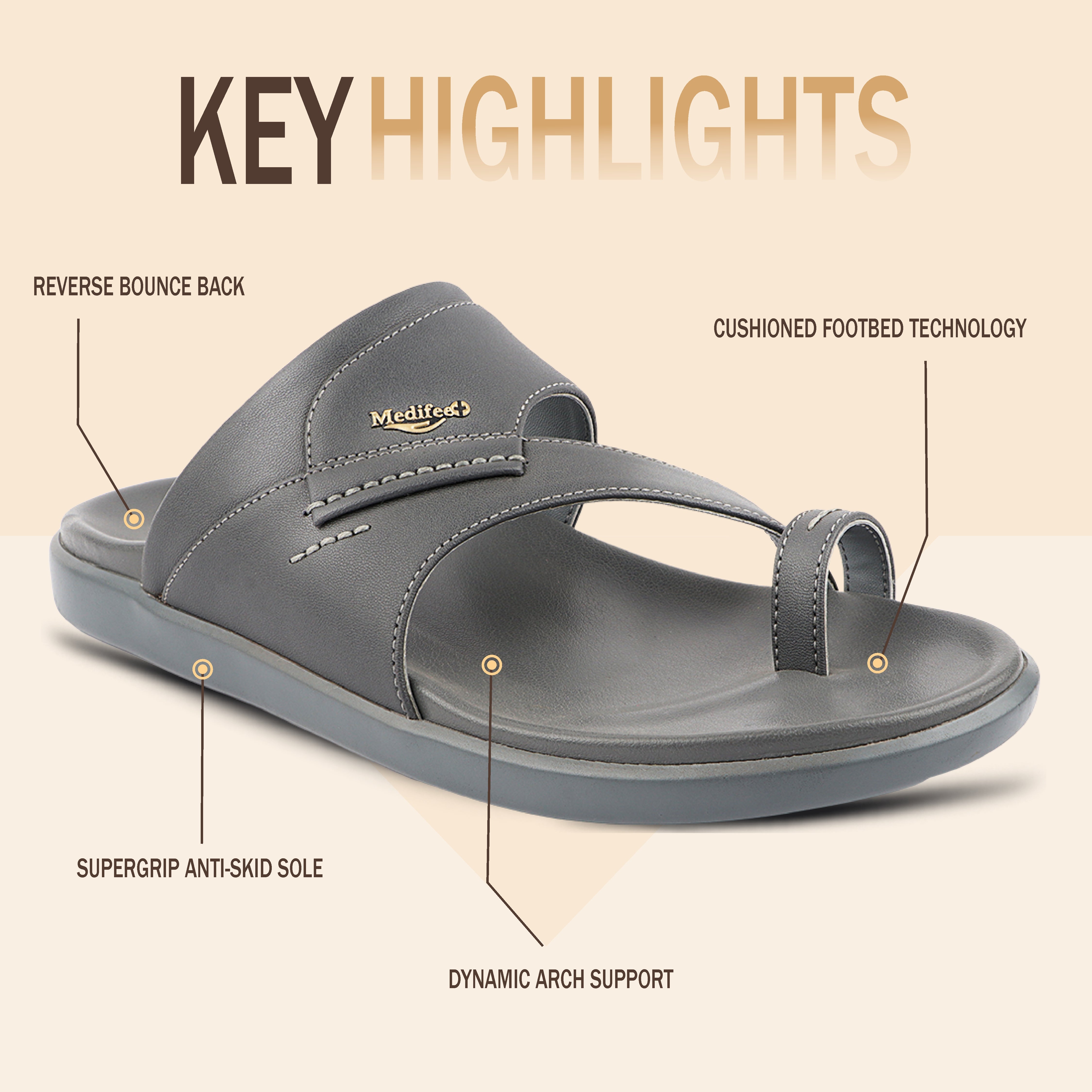 Medifeet Classic Design Leather Slippers for Men
(Ideal for Long Wear)