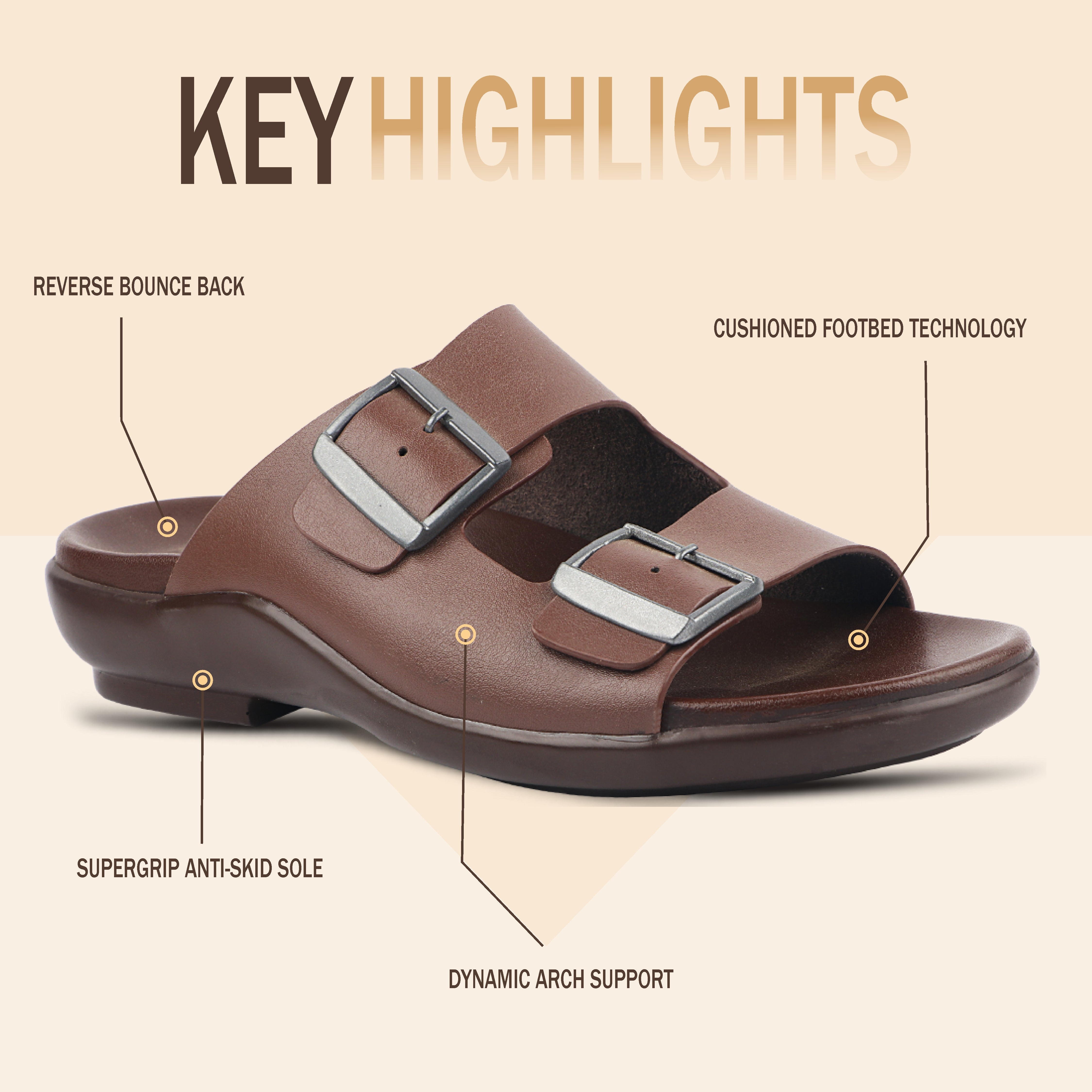 Medifeet Dual Buckle Leather Slippers for Men(Extra Comfortable with Arch Support)
