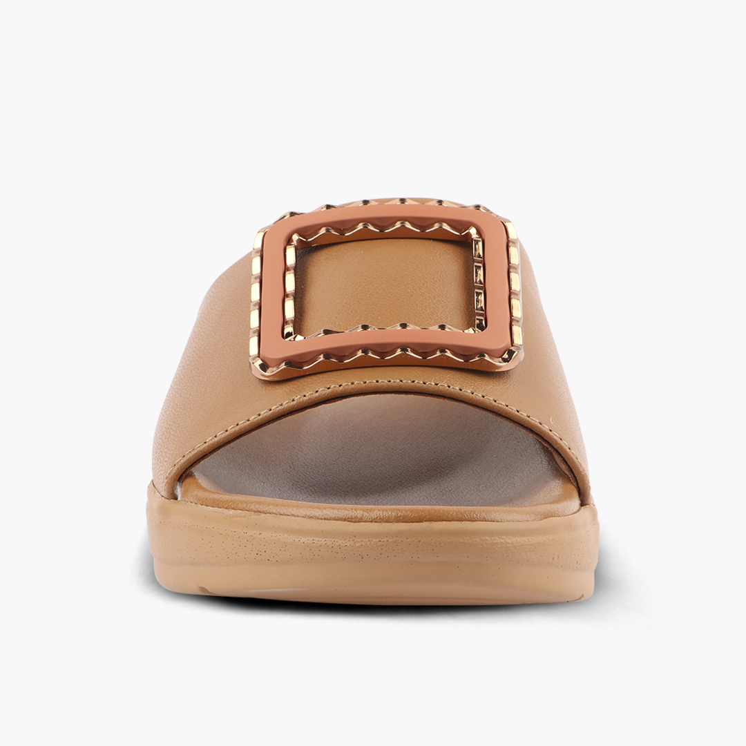 Classic Leather Slippers for Women with Cushioned Footbed