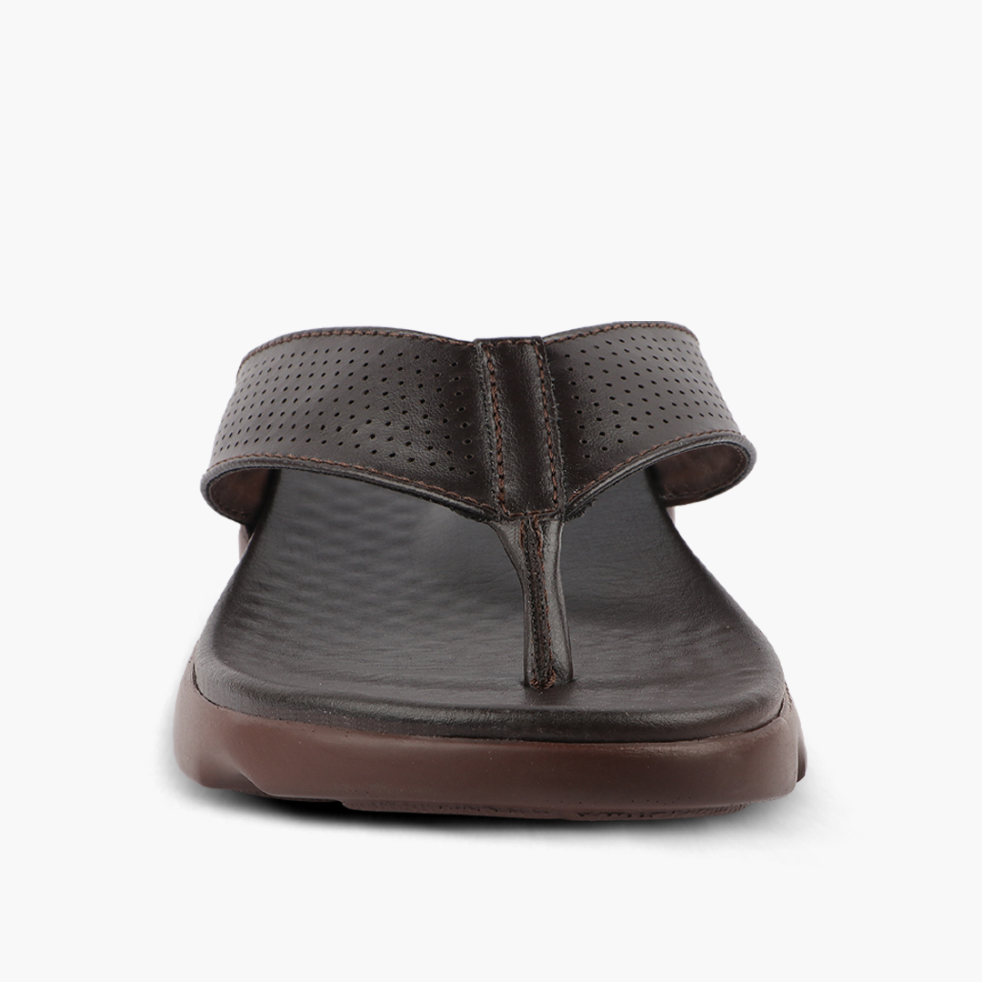 Broad Strap, Cushioned Leather Slippers for Women