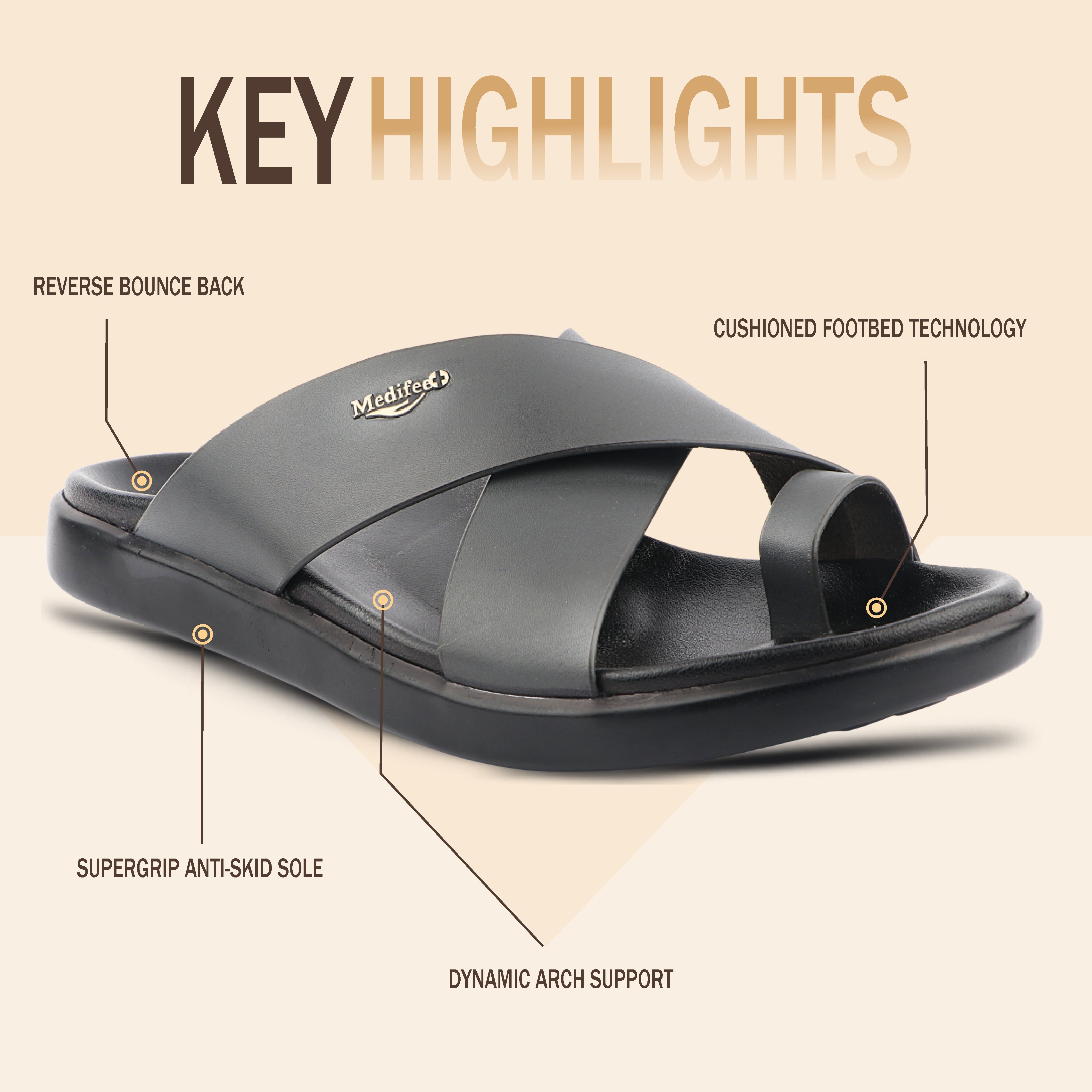 Medifeet all day Wear Comfortable Slippers for Men