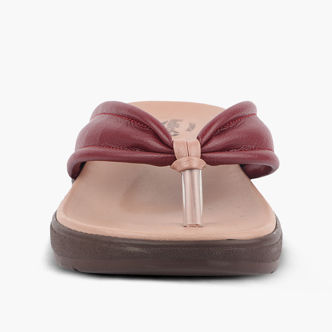 Modern V Strap Style Comfy Leather Slippers for Women
