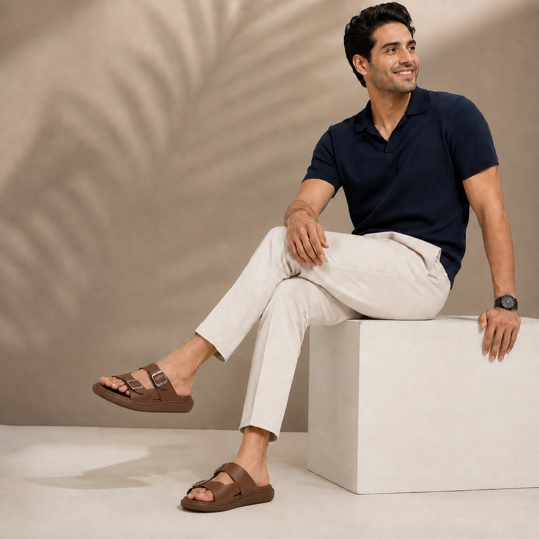 Medifeet Men’s Premium Double Buckle Sandals | German Technology Comfort Footbed & Anti-Skid Sole
