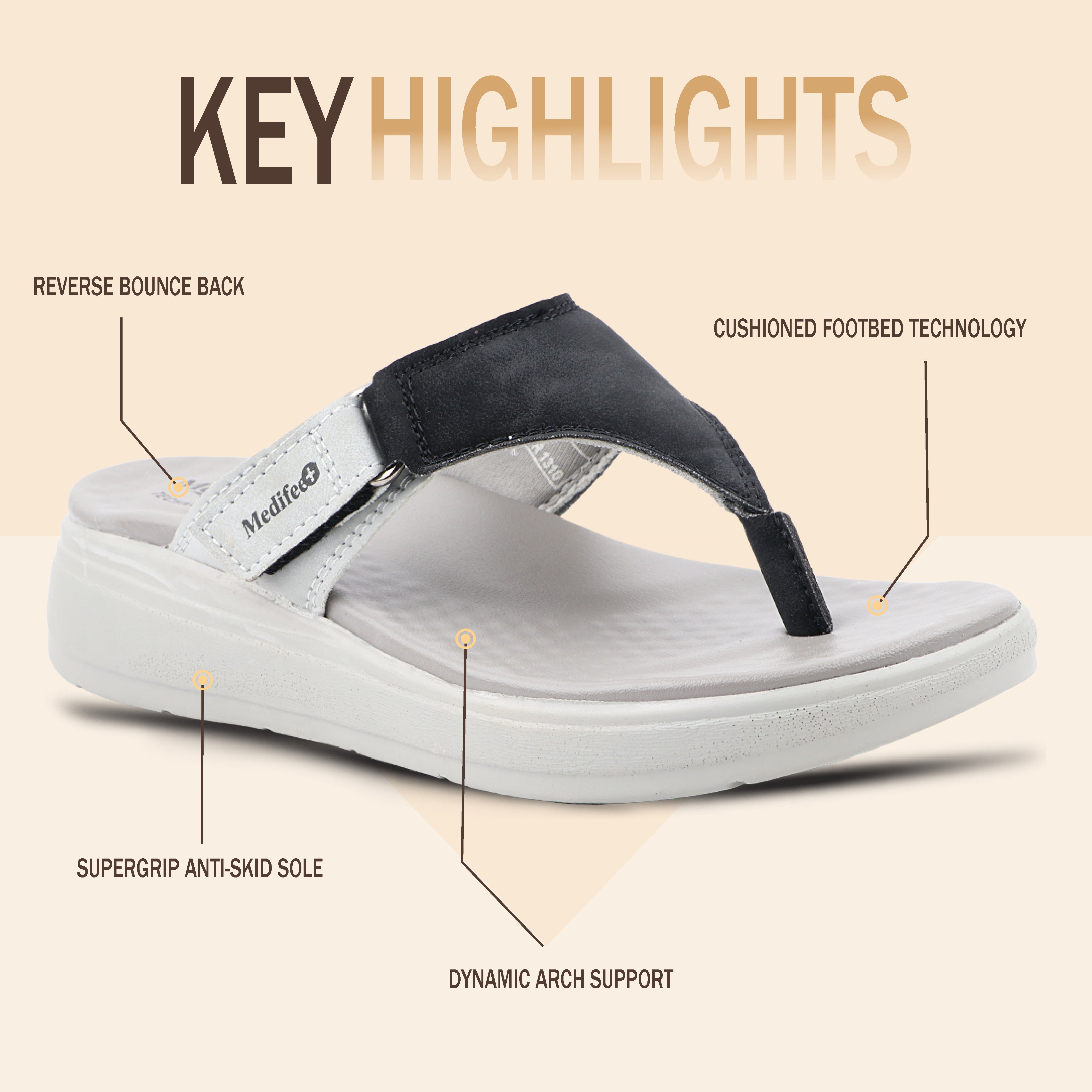 Medifeet Side V-Strap Comfortable Sandals with Arch Support For Women's