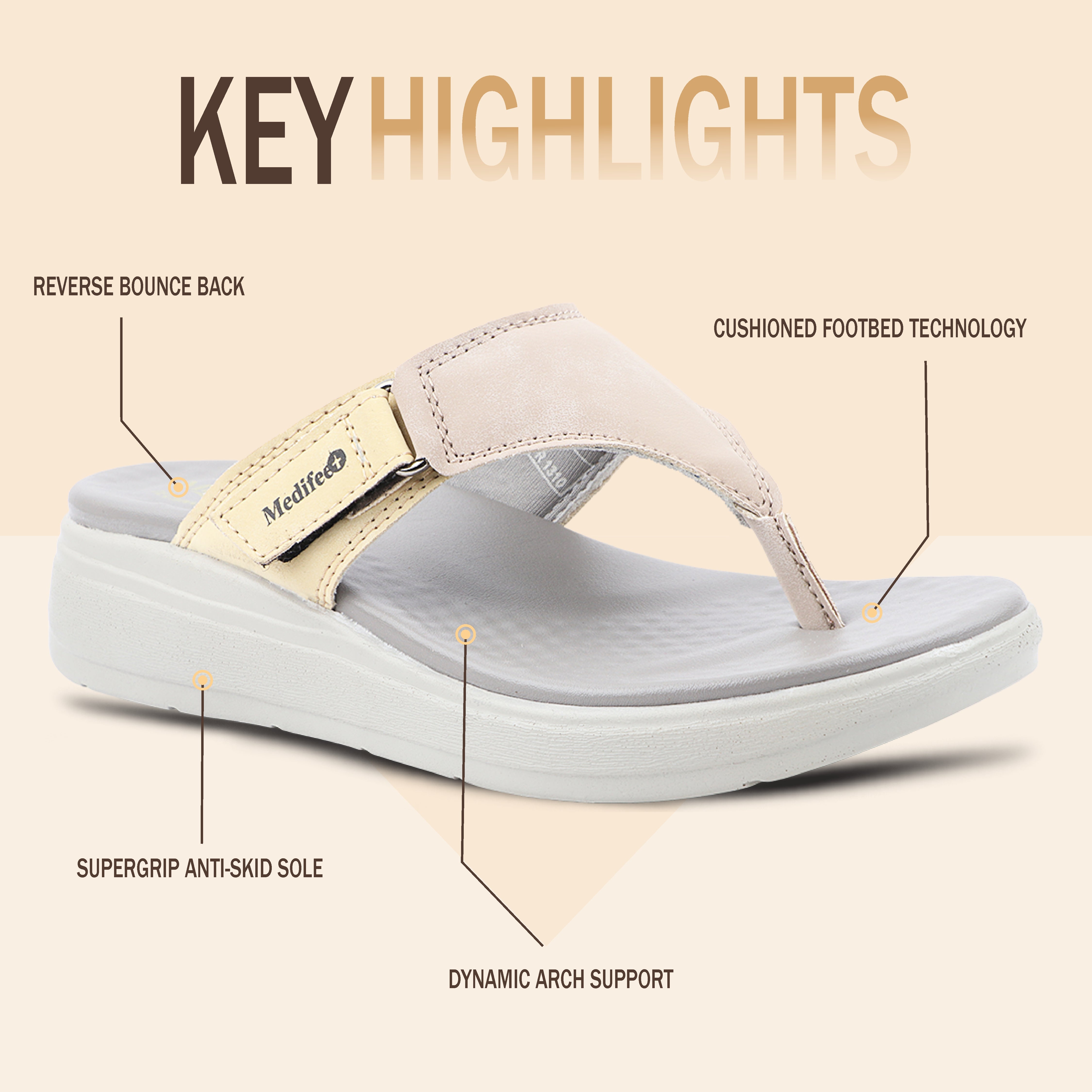 Medifeet Side V-Strap Comfortable Sandals with Arch Support For Women's