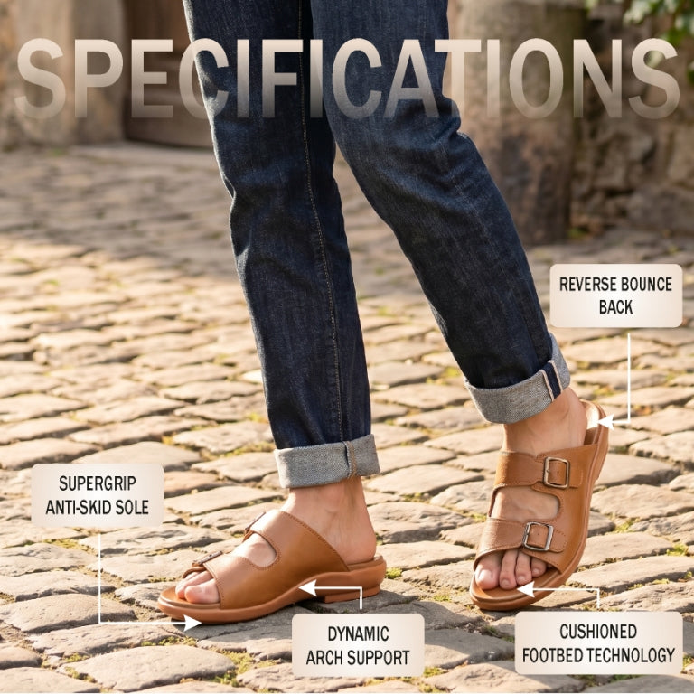 Medifeet Men's Orthopedic Comfort Sandals | Adjustable Double Buckle | Ergonomic Arch Support | Soft Cushioned Footbed | Lightweight Anti-Slip Walking Slides | Everyday Casual Footwear