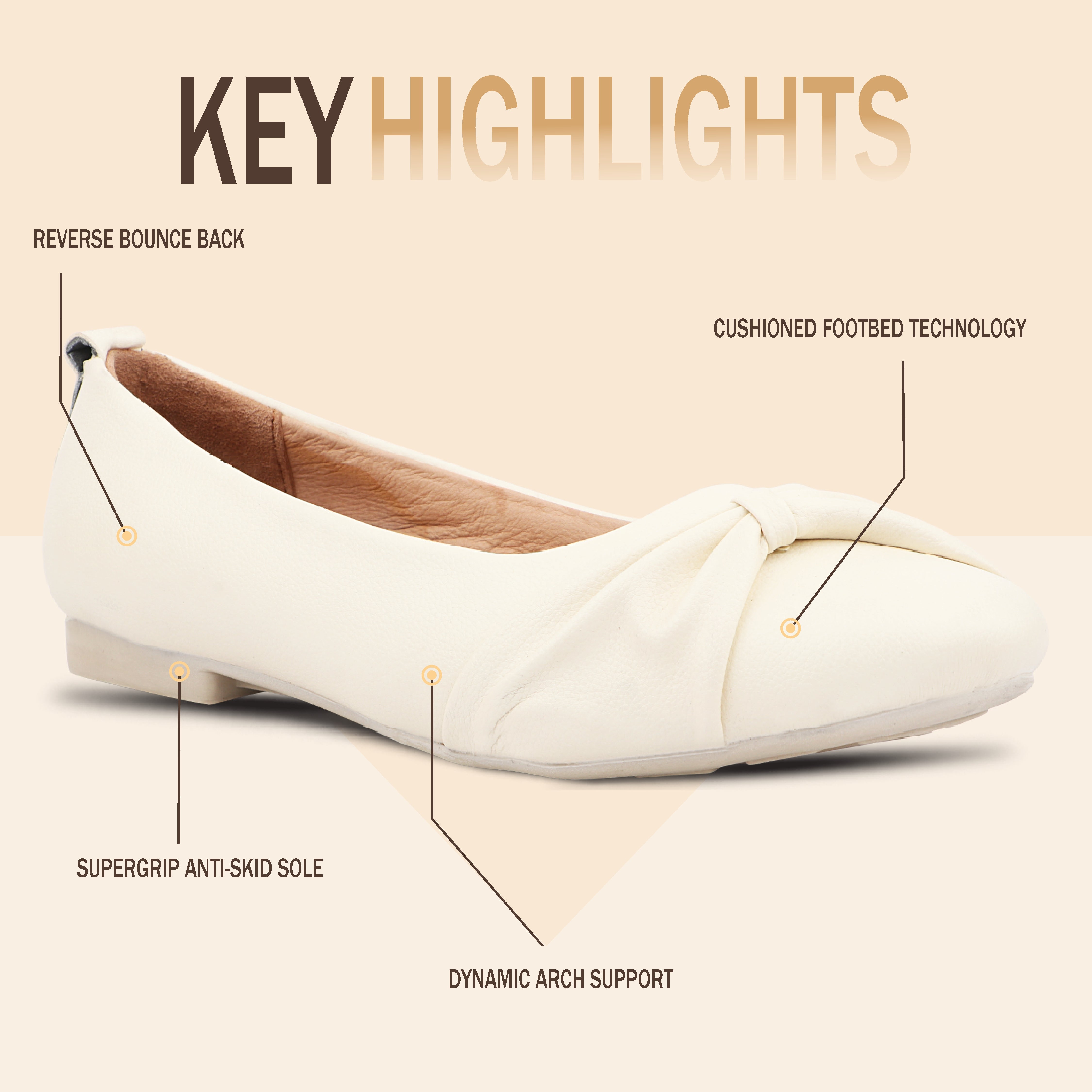 Medifeet SoftWalk Women’s Knot Ballet Flats | Cushioned Slip-On Comfortable Shoes | Orthopedic Comfort Ballerina Flats