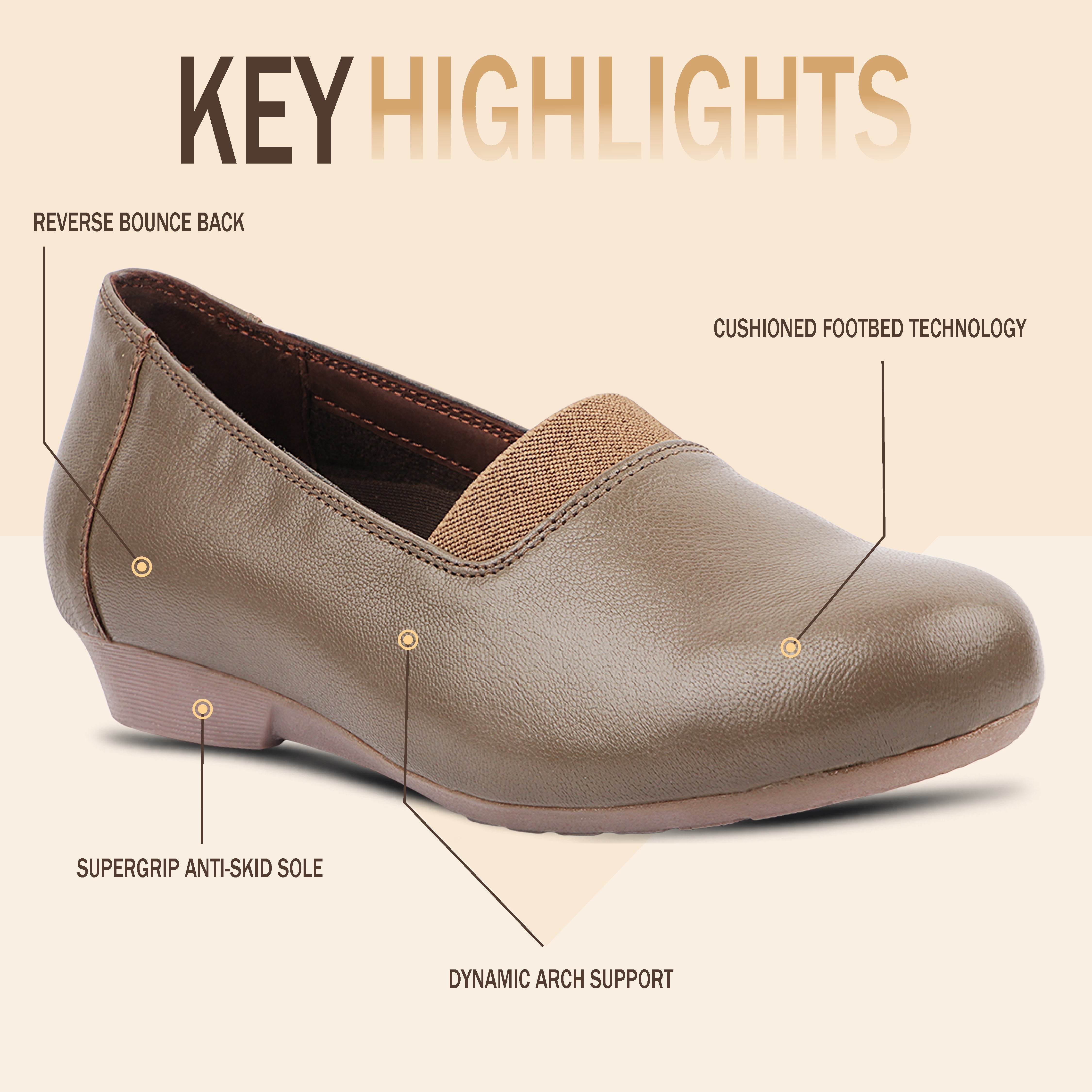Medifeet Stylish & Comfy Belly Loafers for Women (Anti Skid Grip | Cushioned Footbed)